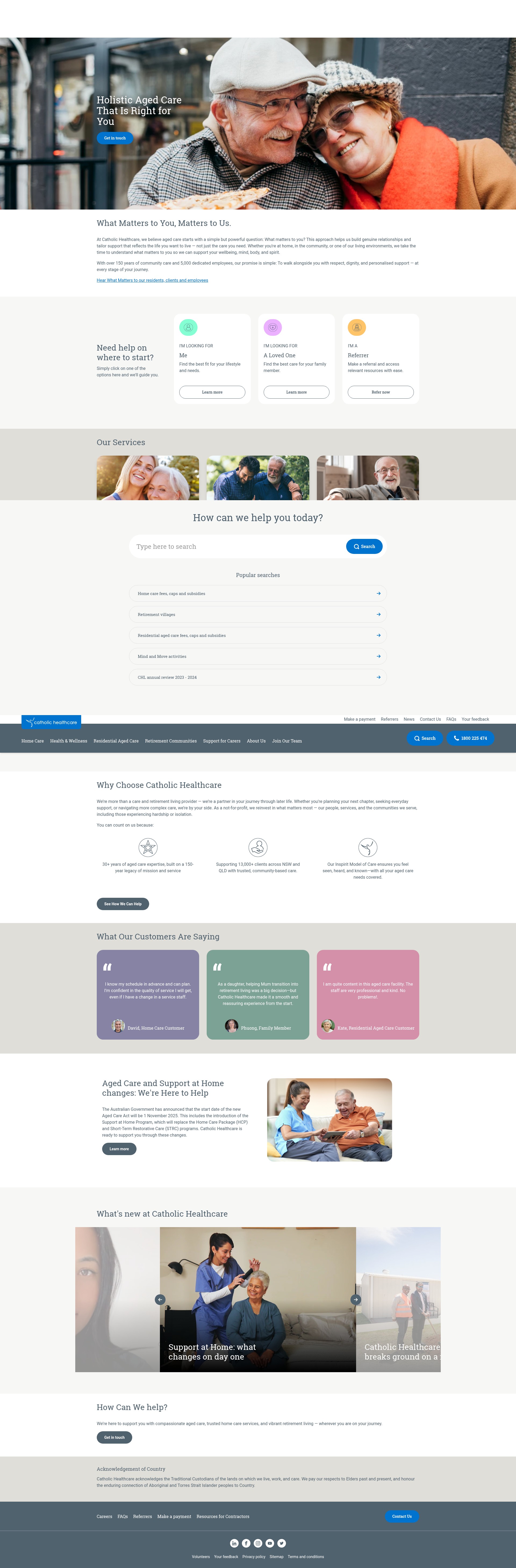 Screenshot of catholichealthcare.com.au