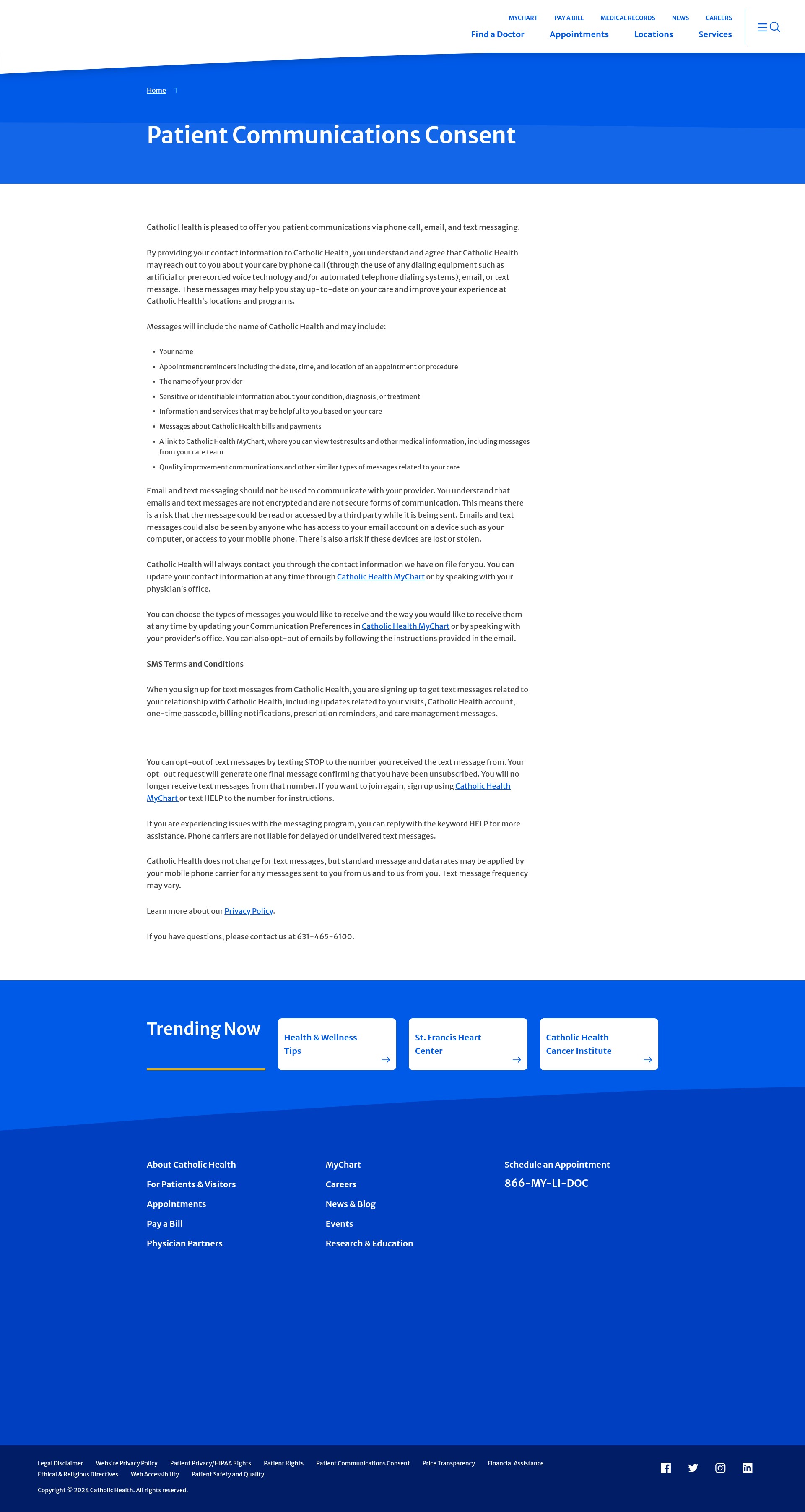 Screenshot of catholichealthli.org