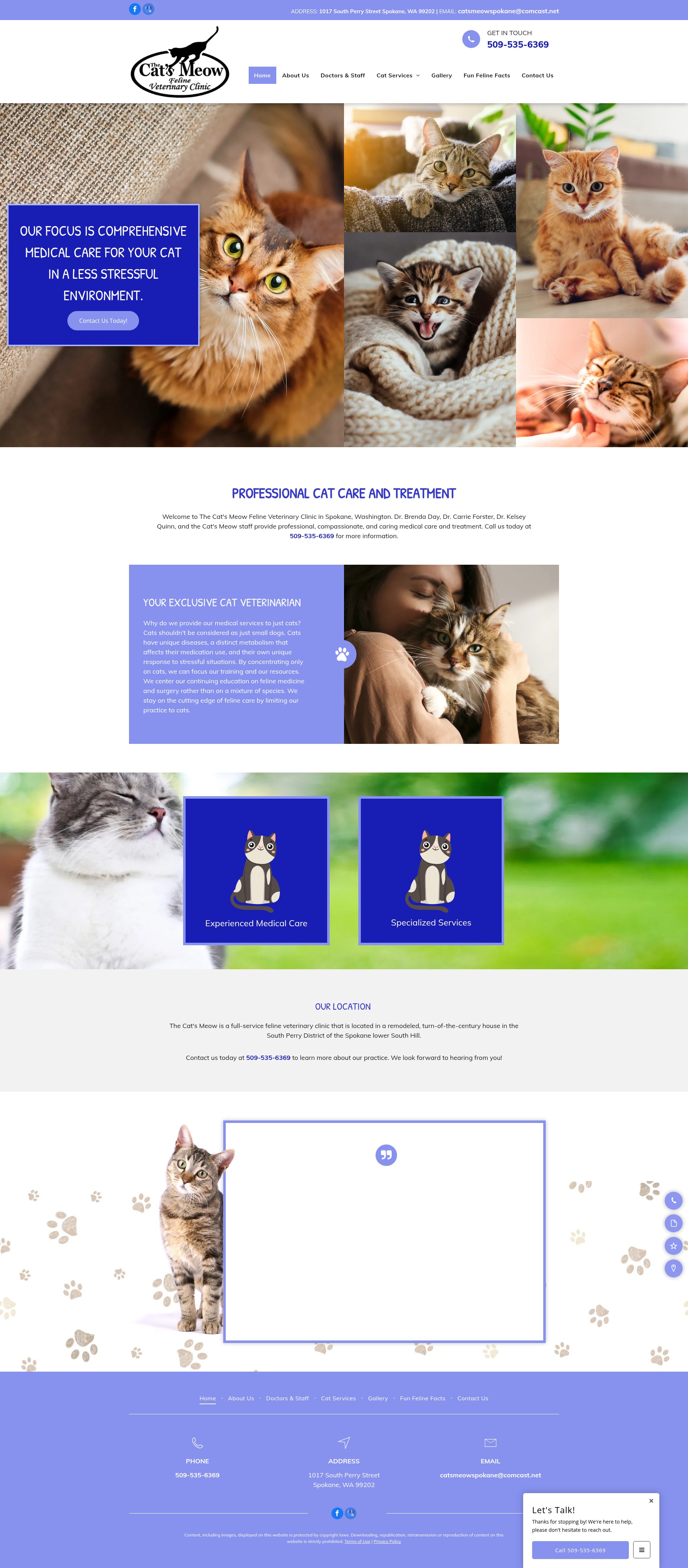 Screenshot of catsmeowspokane.com