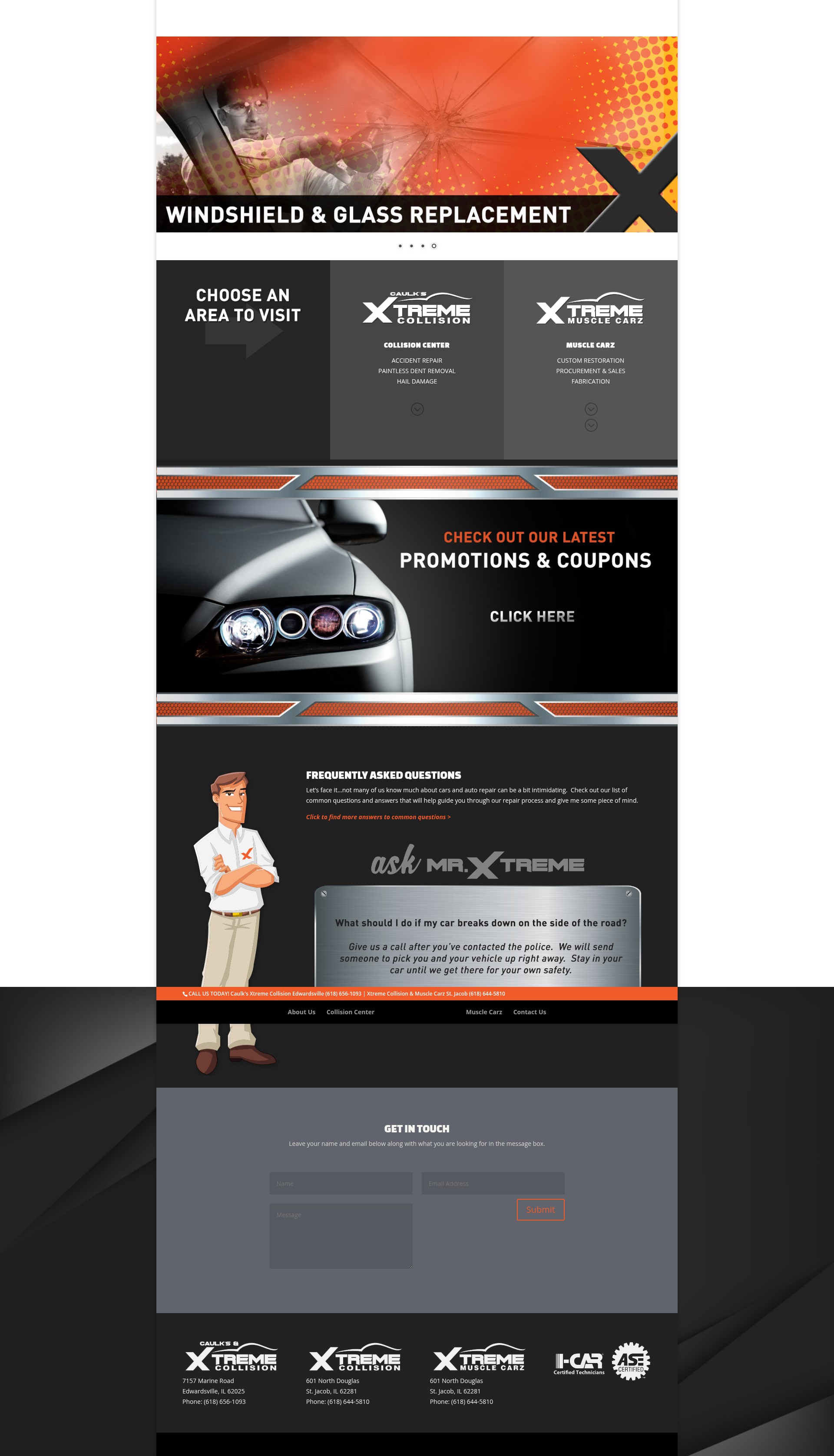Screenshot of caulkscollision.com