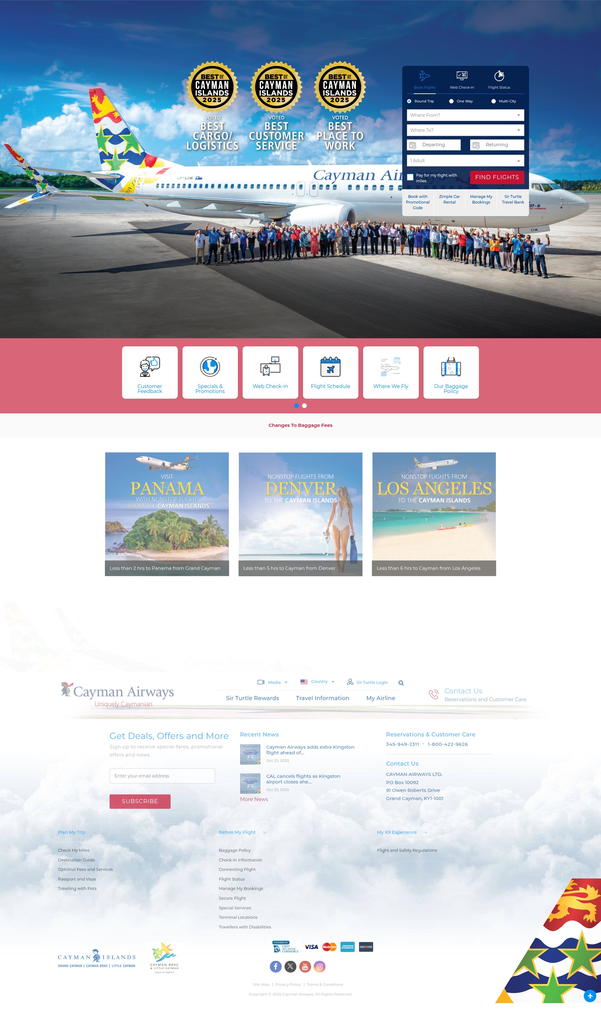 Screenshot of caymanairways.com