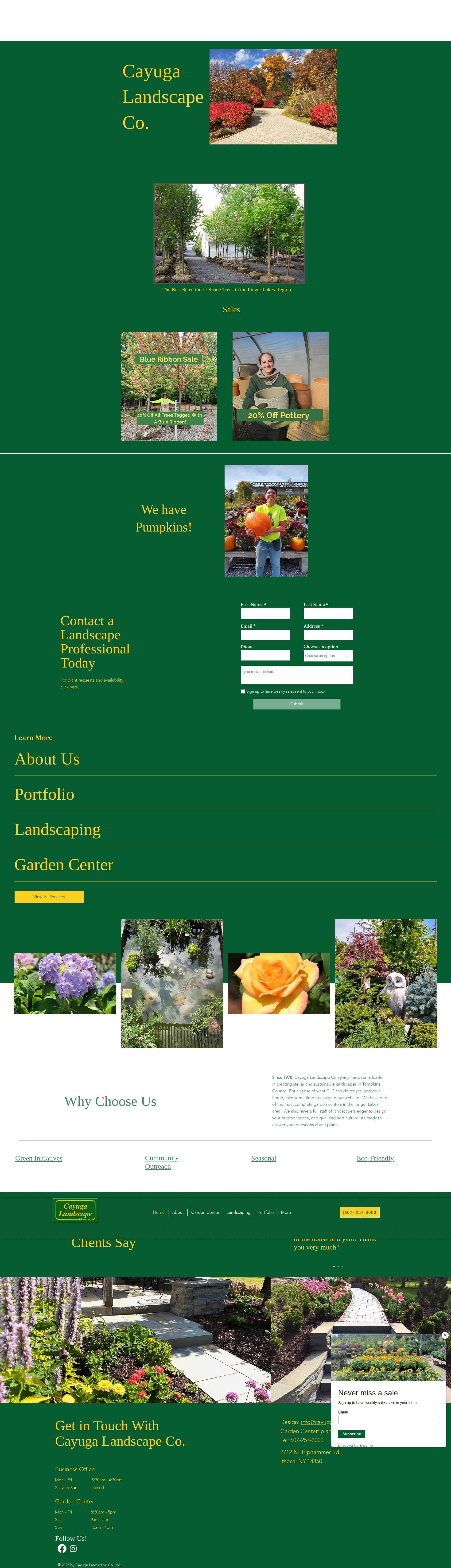 Screenshot of cayugalandscape.com