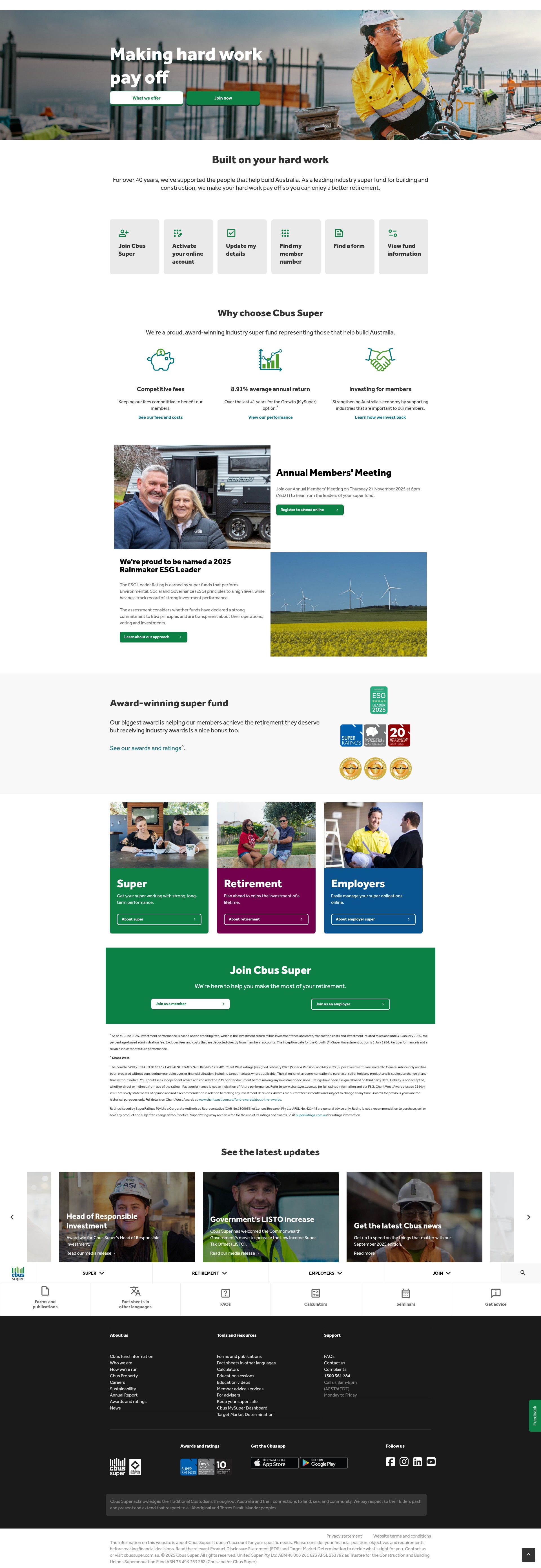 Screenshot of cbussuper.com.au