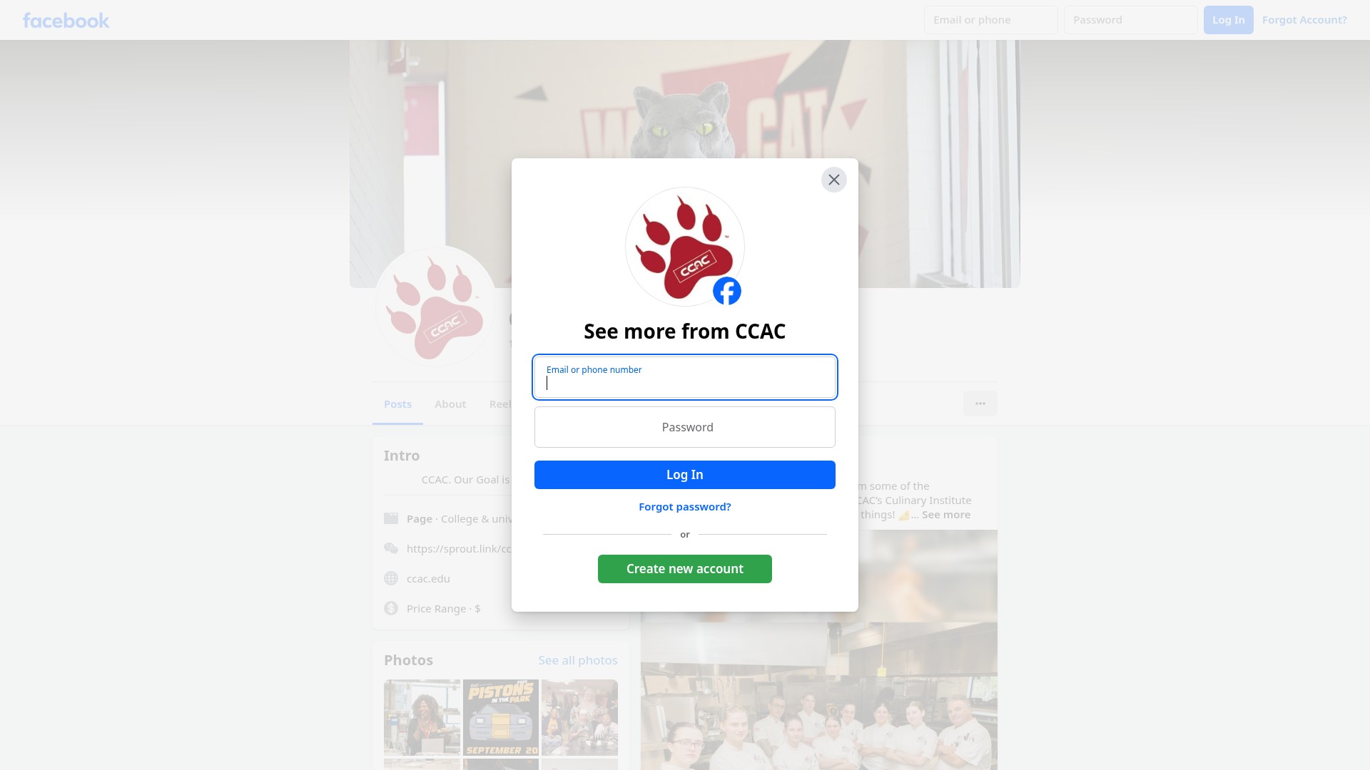 Screenshot of ccac.edu