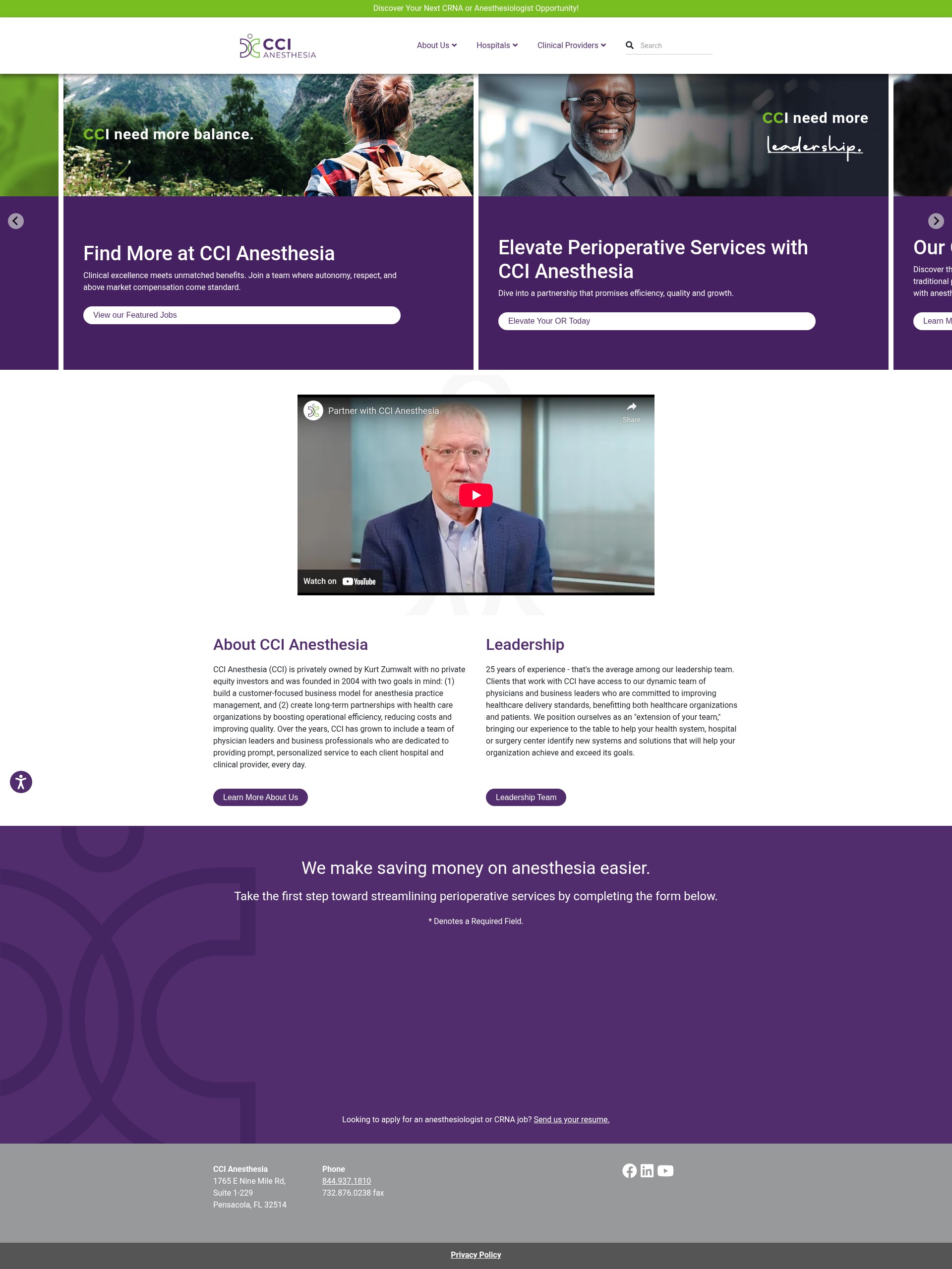 Screenshot of ccianesthesia.com