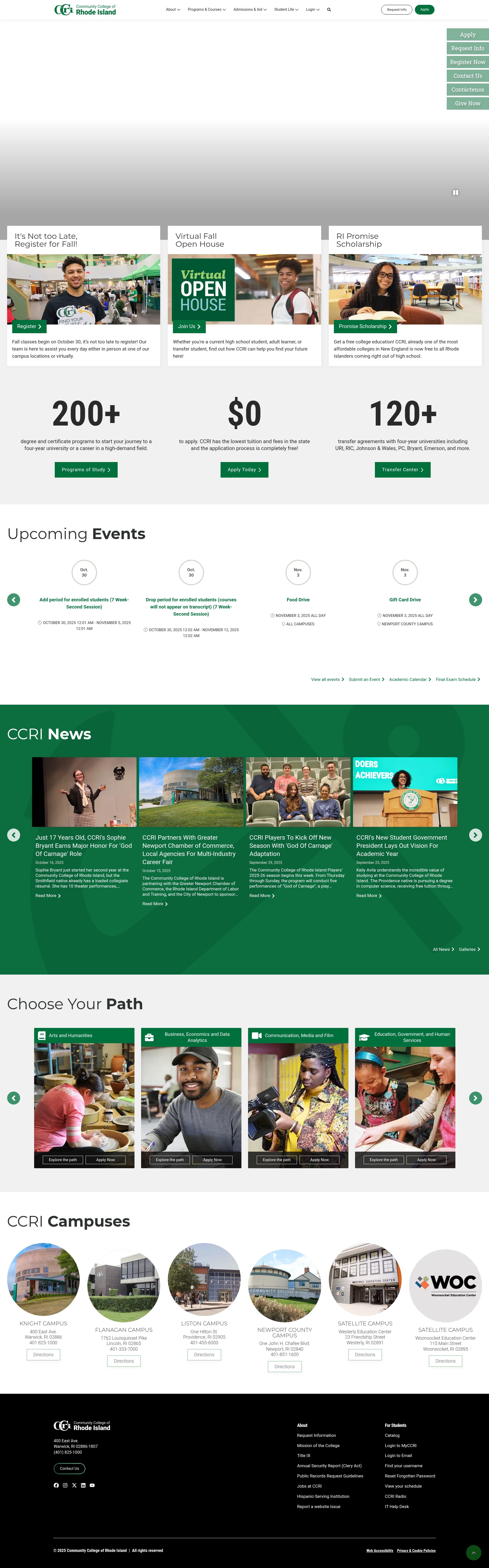 Screenshot of ccri.edu
