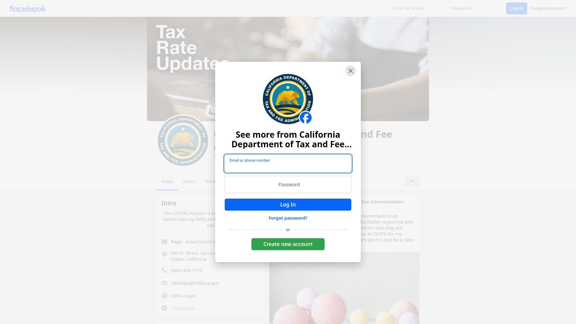 Screenshot of cdtfa.ca.gov