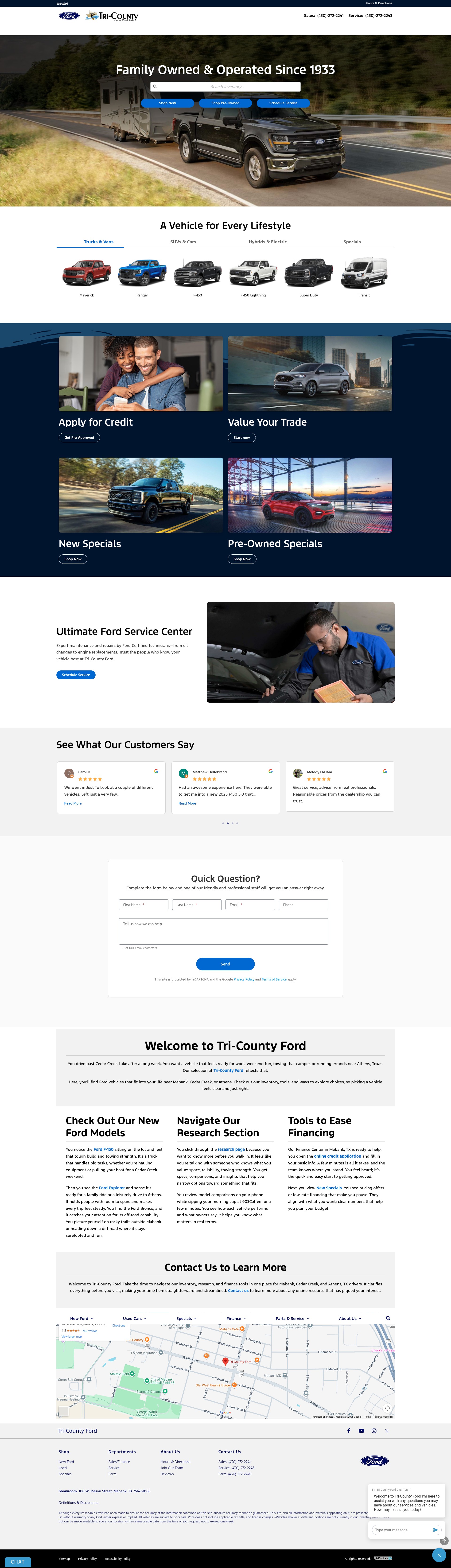 Screenshot of cedarcreekford.com