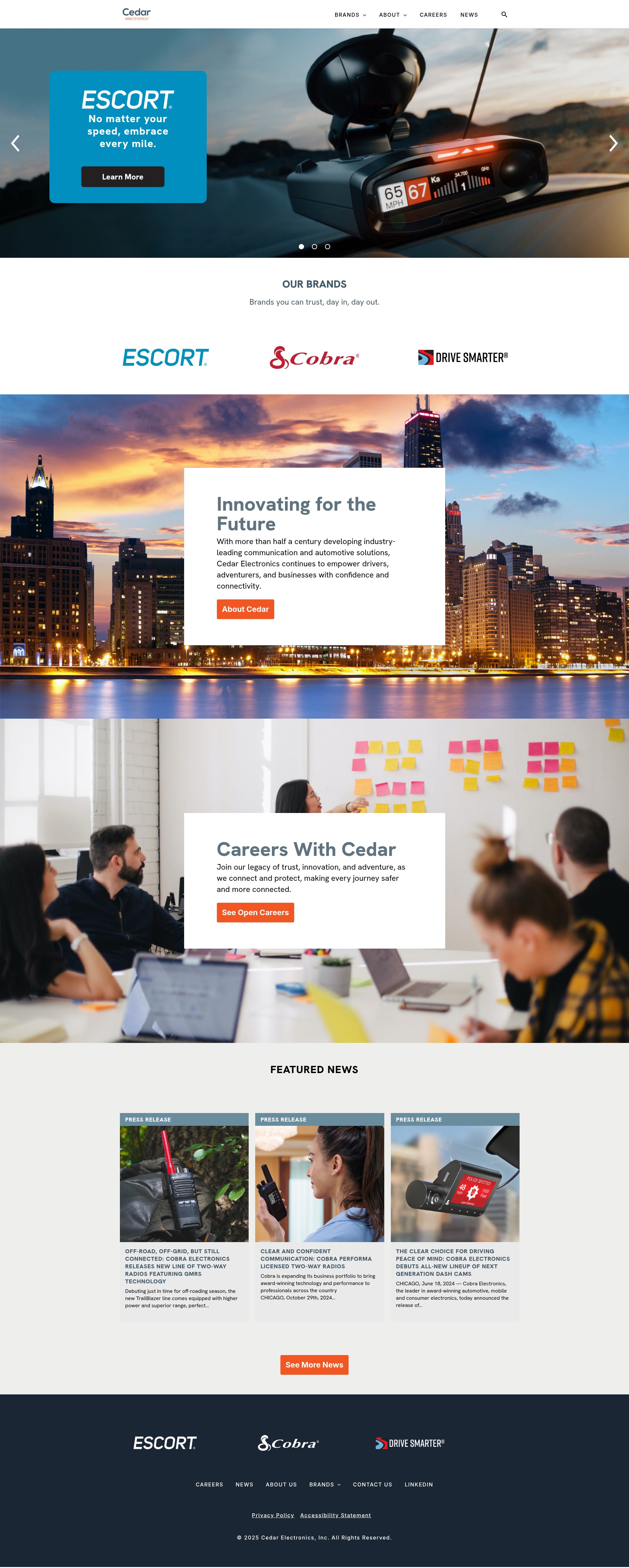 Screenshot of cedarelectronics.com