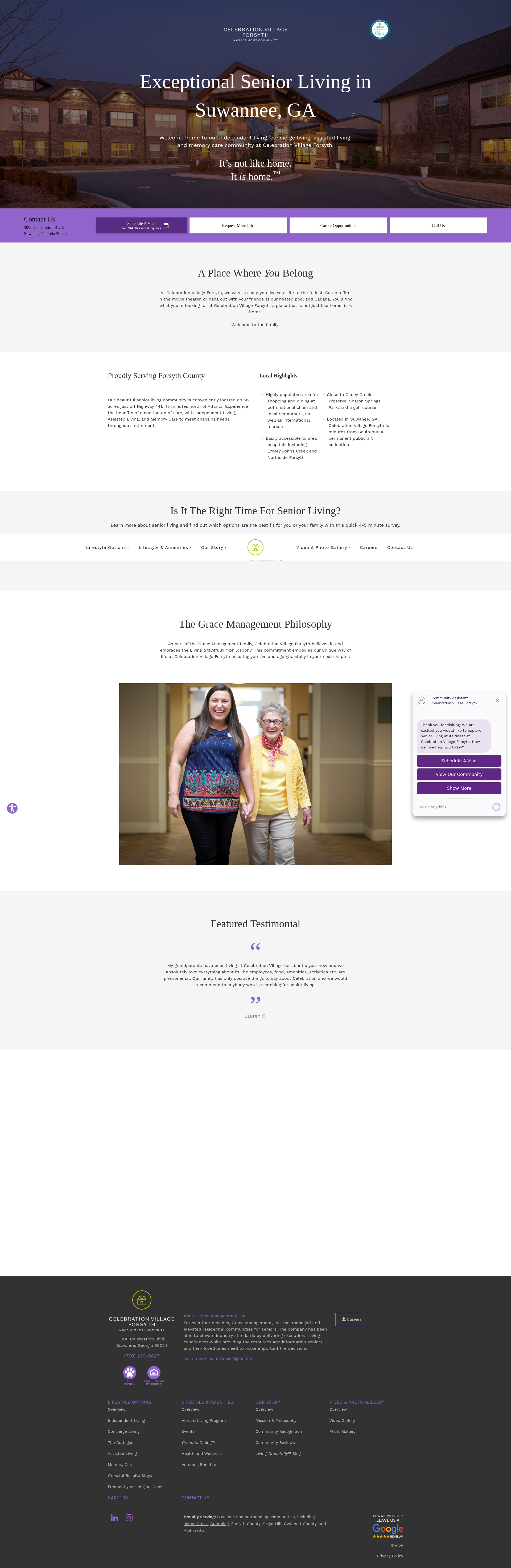 Screenshot of celebrationvillageforsyth.com