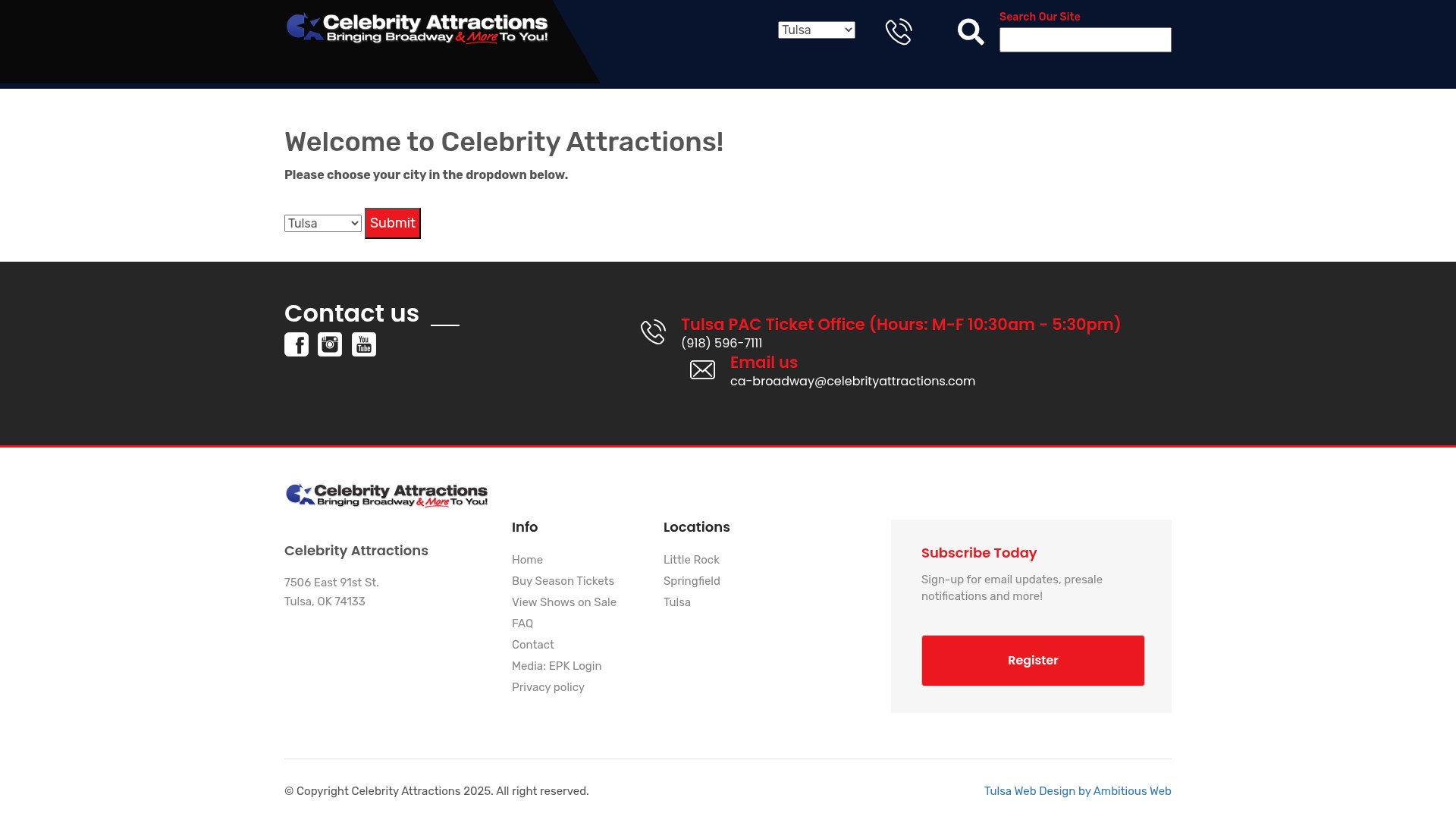 Screenshot of celebrityattractions.com