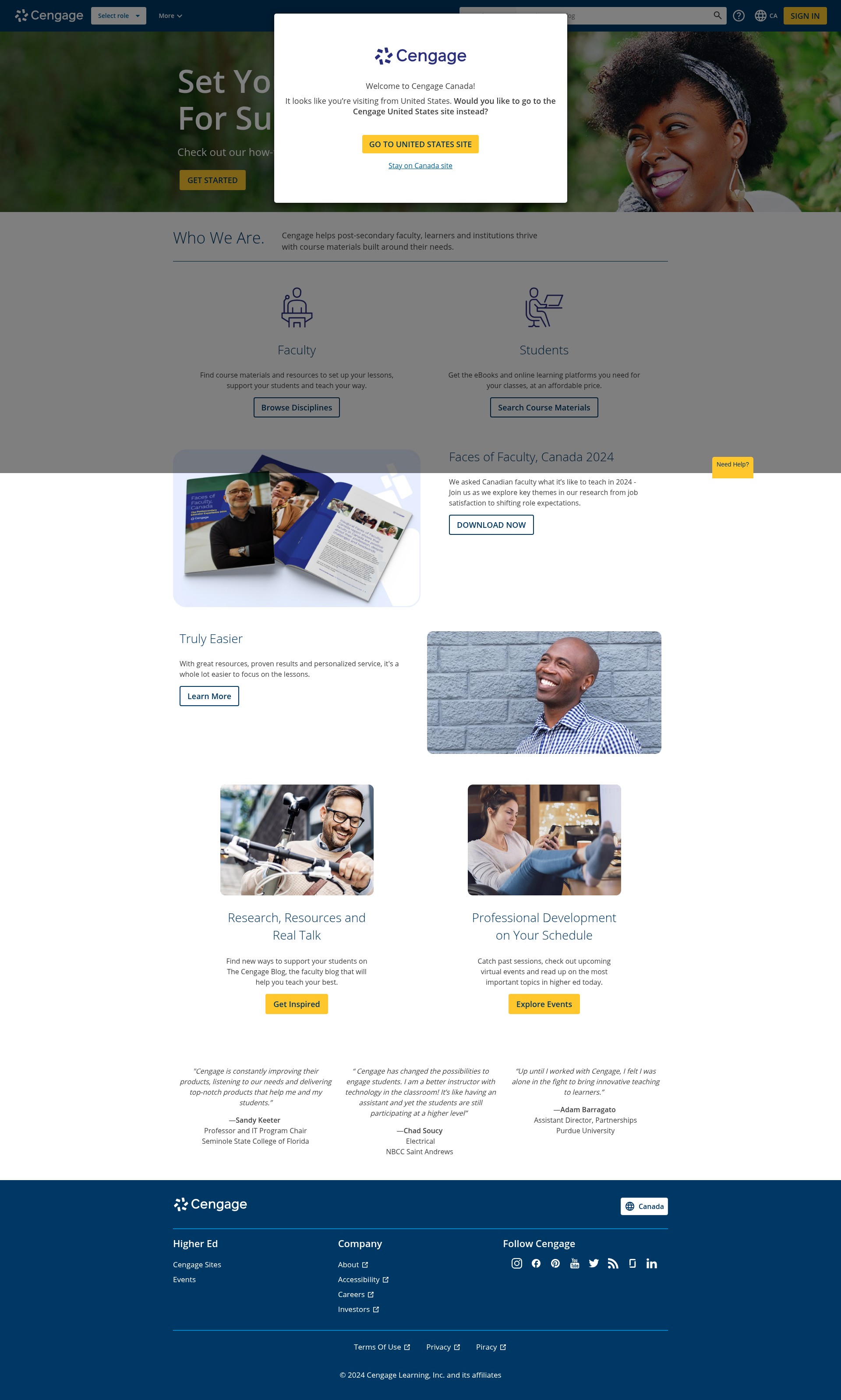Screenshot of cengage.ca