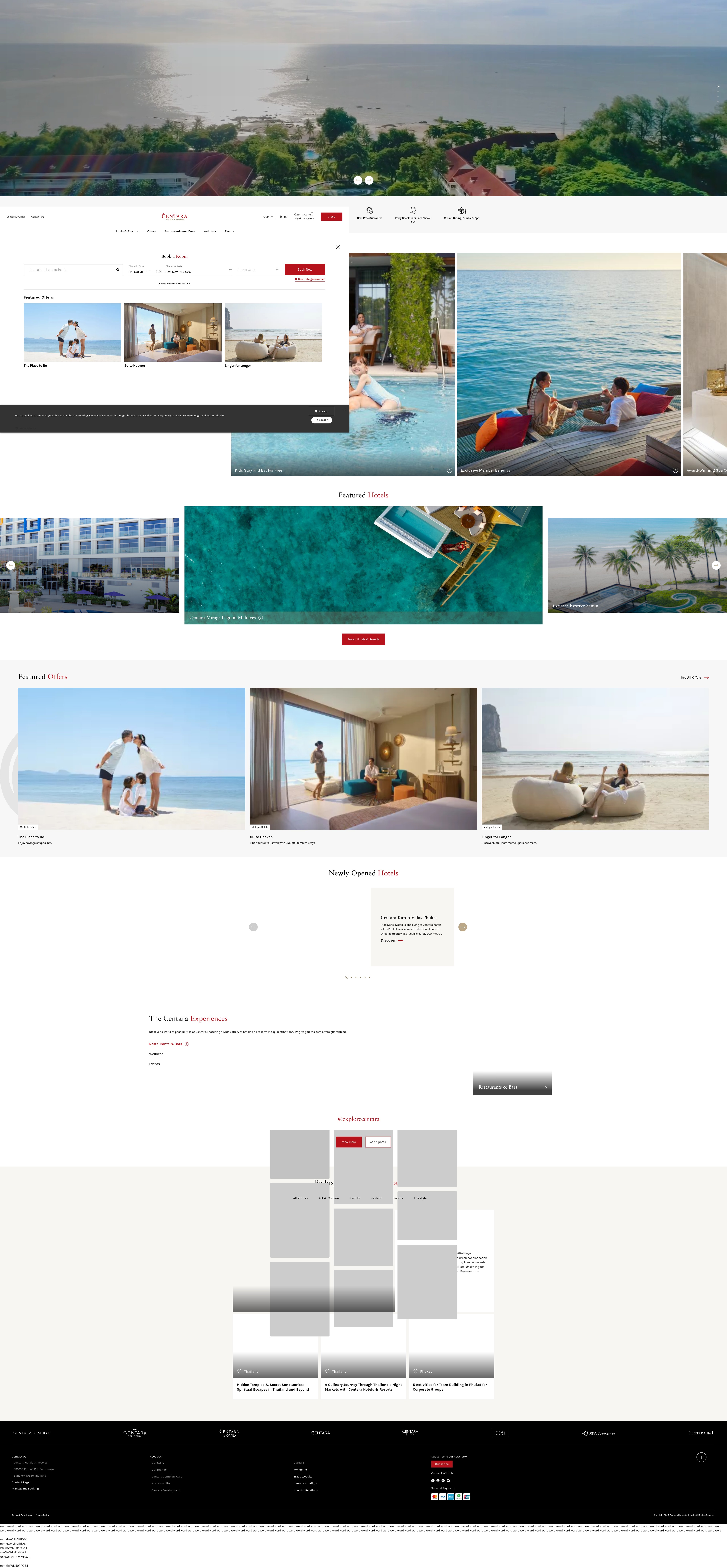 Screenshot of centarahotelsresorts.com