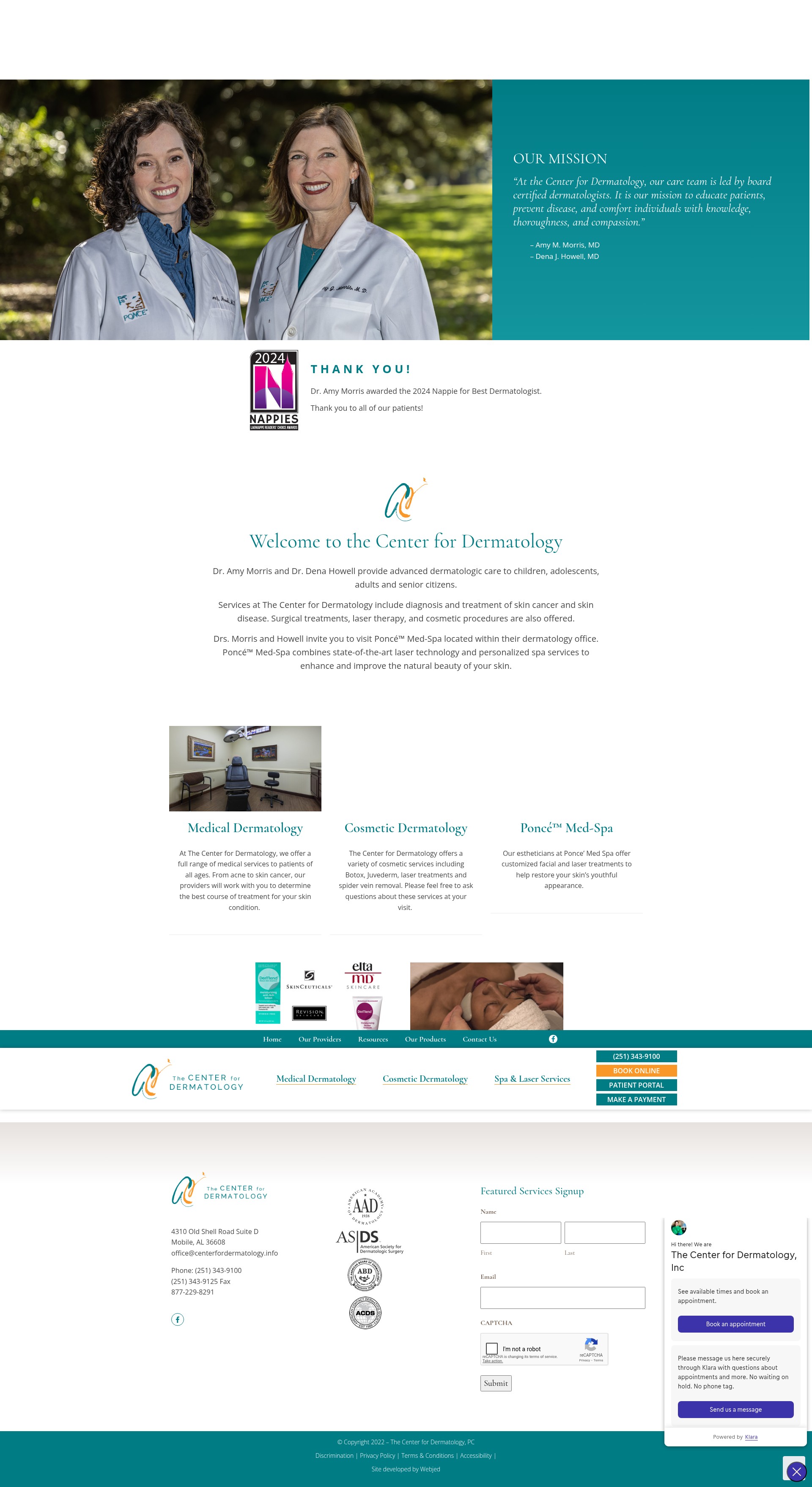 Screenshot of centerfordermatology.info