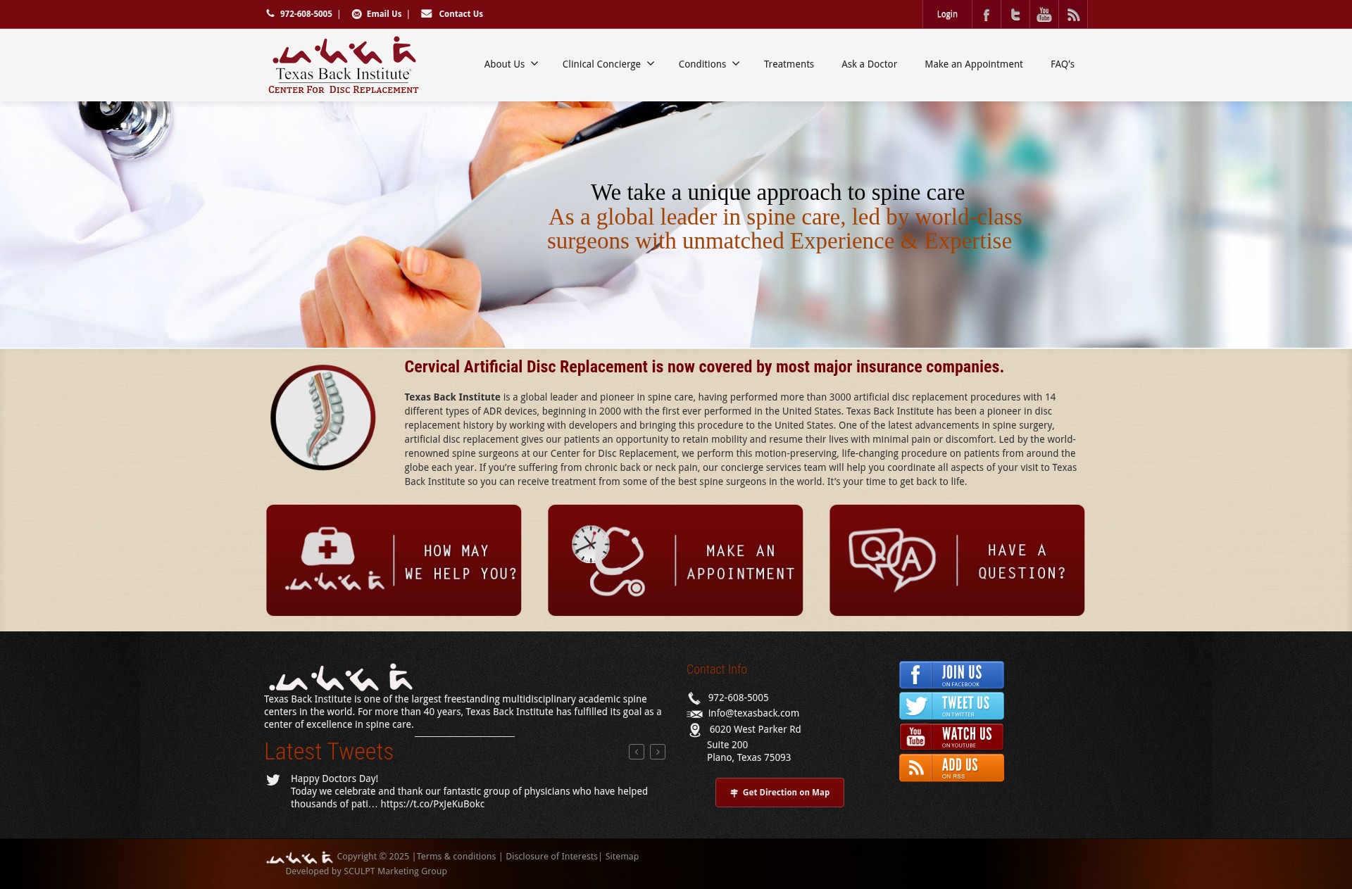 Screenshot of centerfordiscreplacement.com