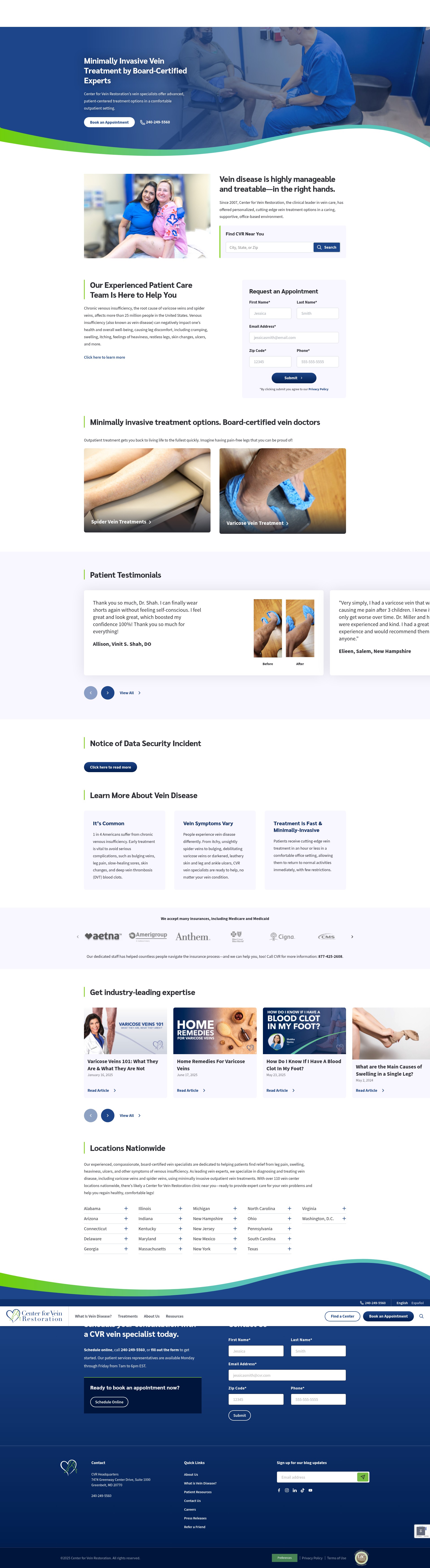 Screenshot of centerforvein.com