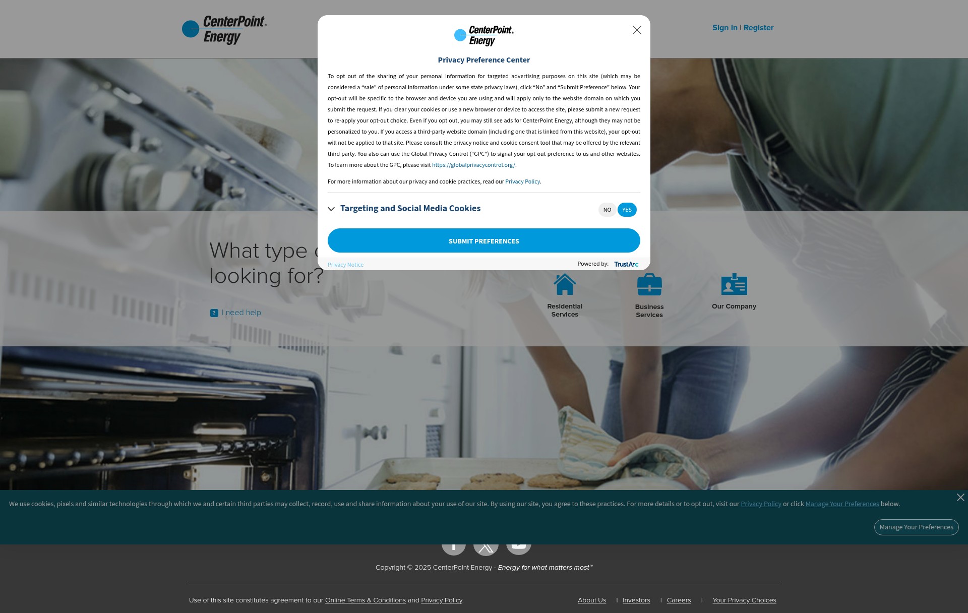 Screenshot of centerpointenergy.com