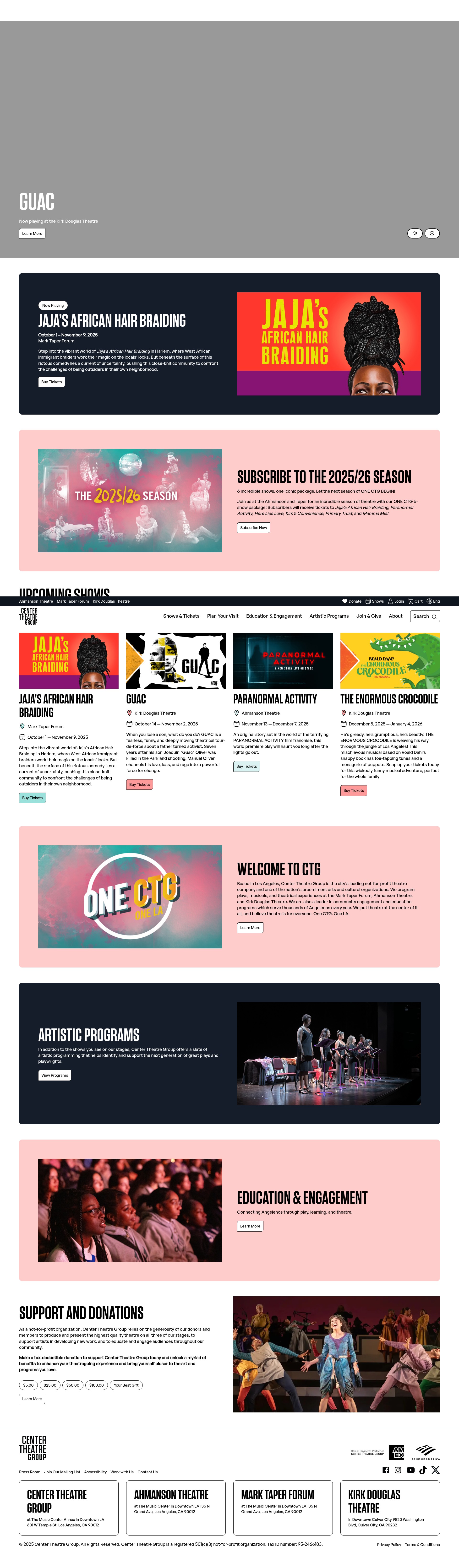 Screenshot of centertheatregroup.org