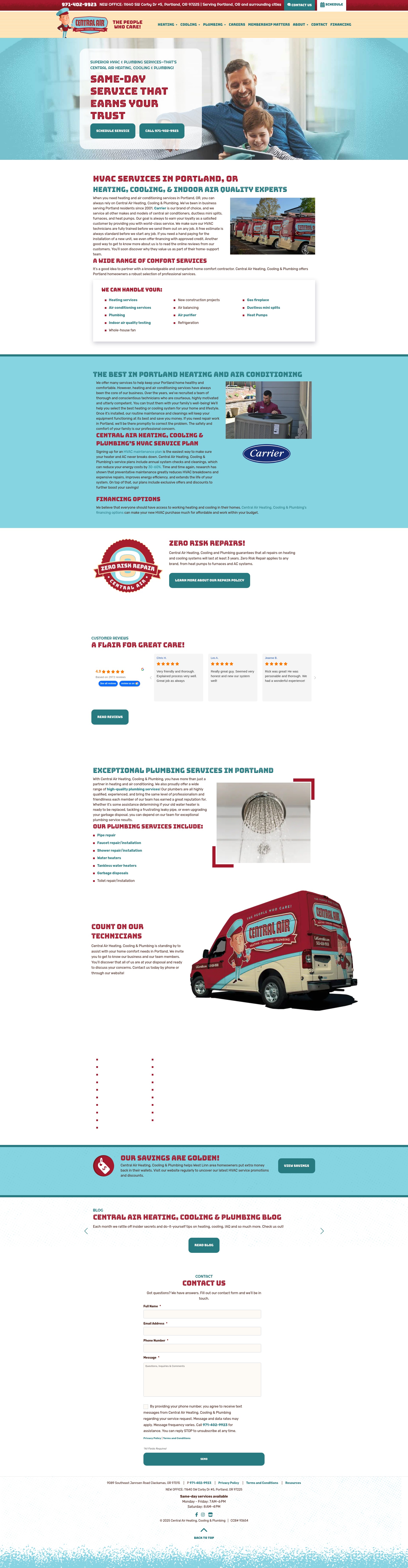 Screenshot of centralairpdx.com