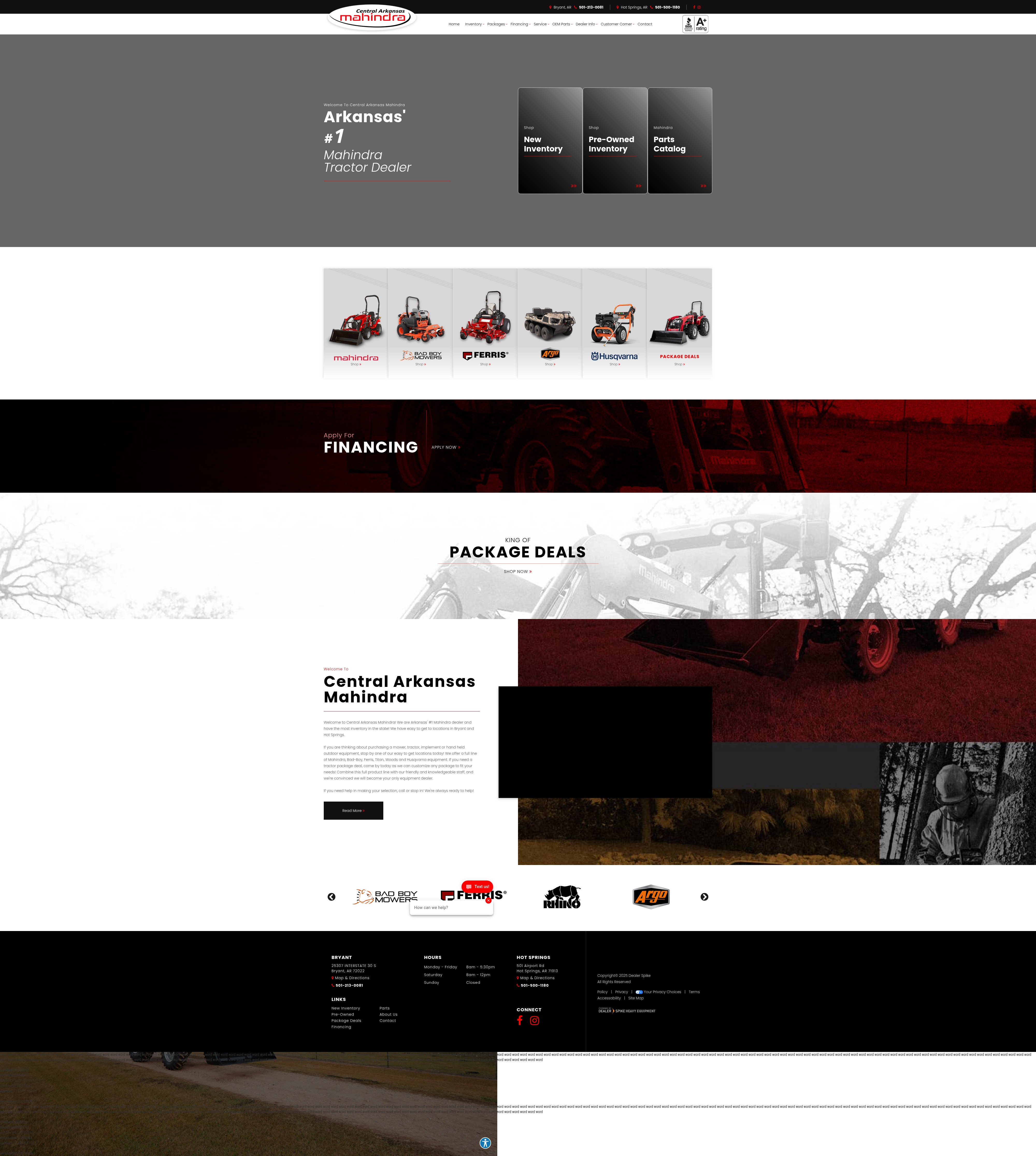 Screenshot of centralarkansasmahindra.com
