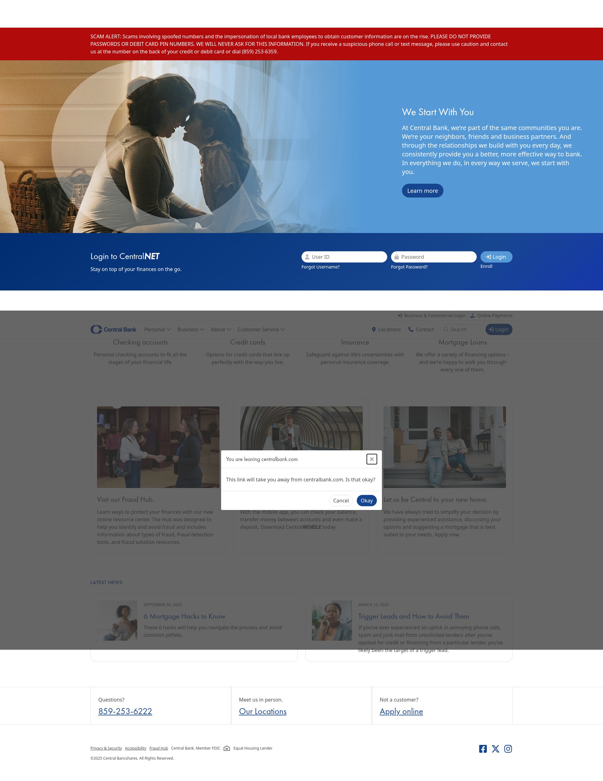 Screenshot of centralbank.com