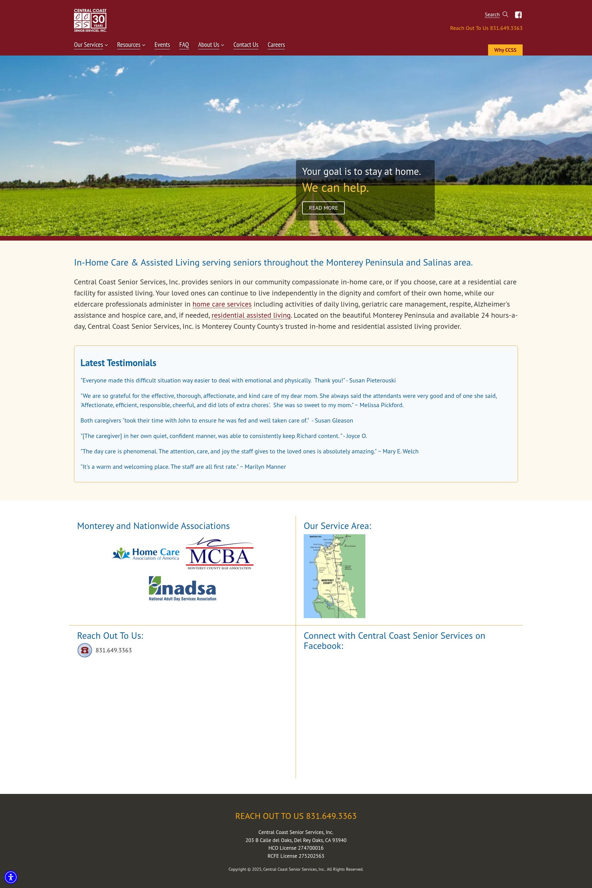 Screenshot of centralcoastseniorservices.com