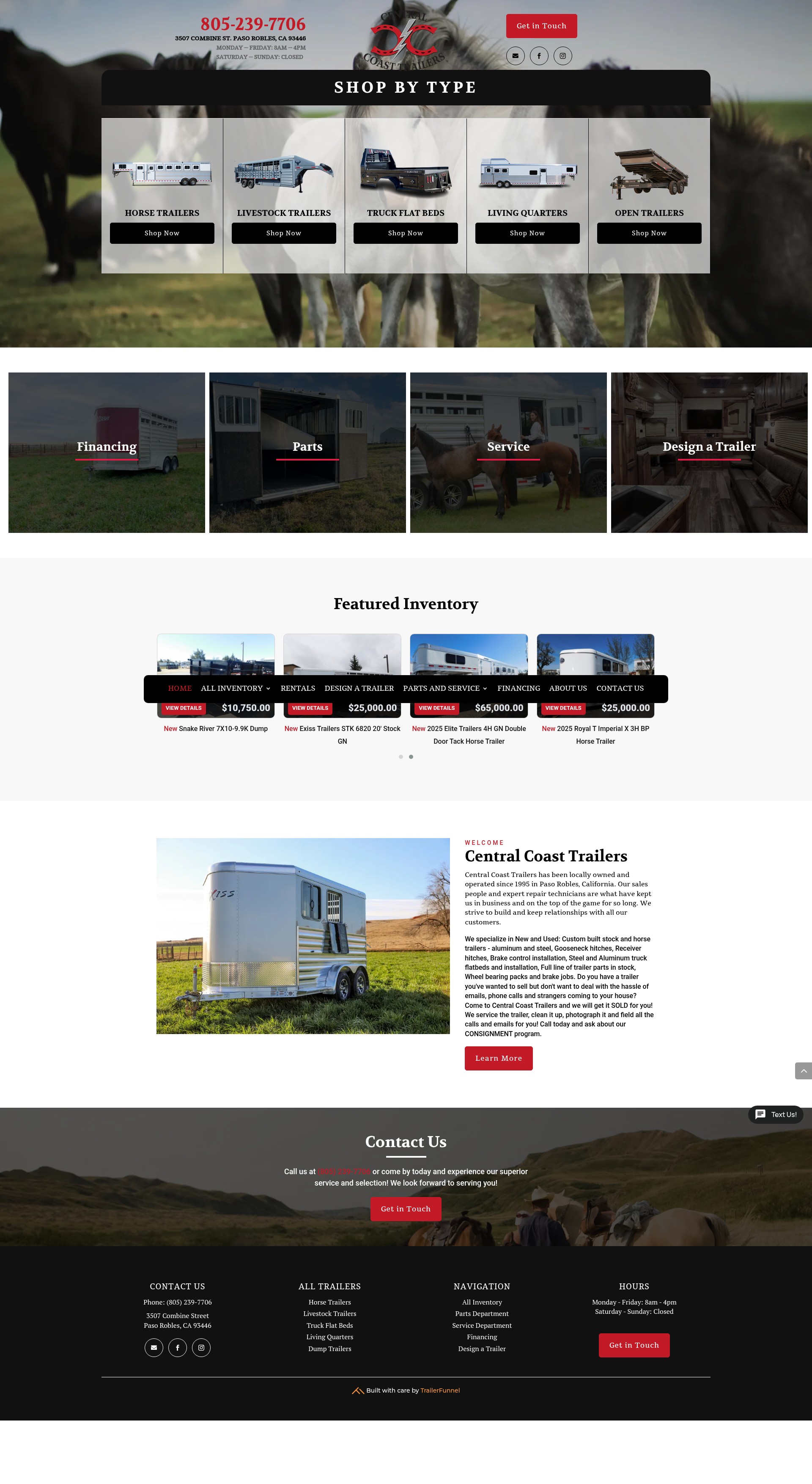 Screenshot of centralcoasttrailers.com