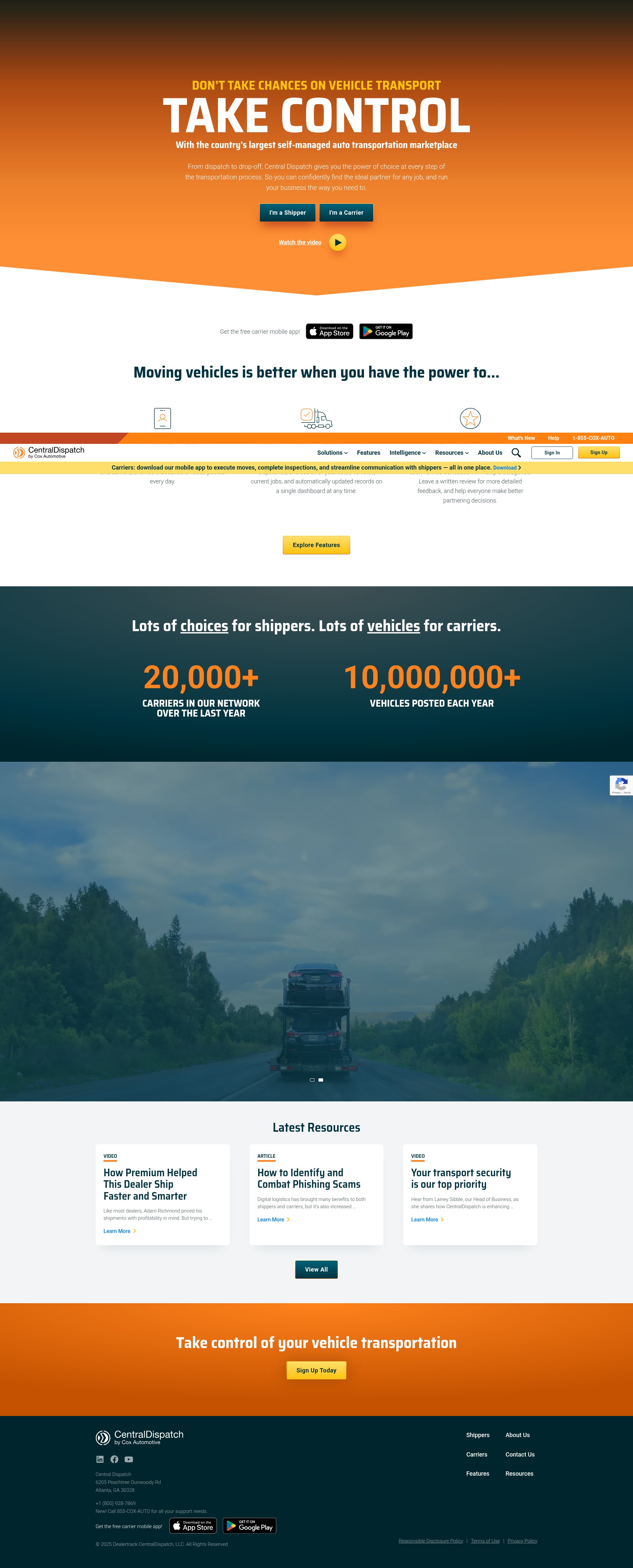 Screenshot of centraldispatch.com