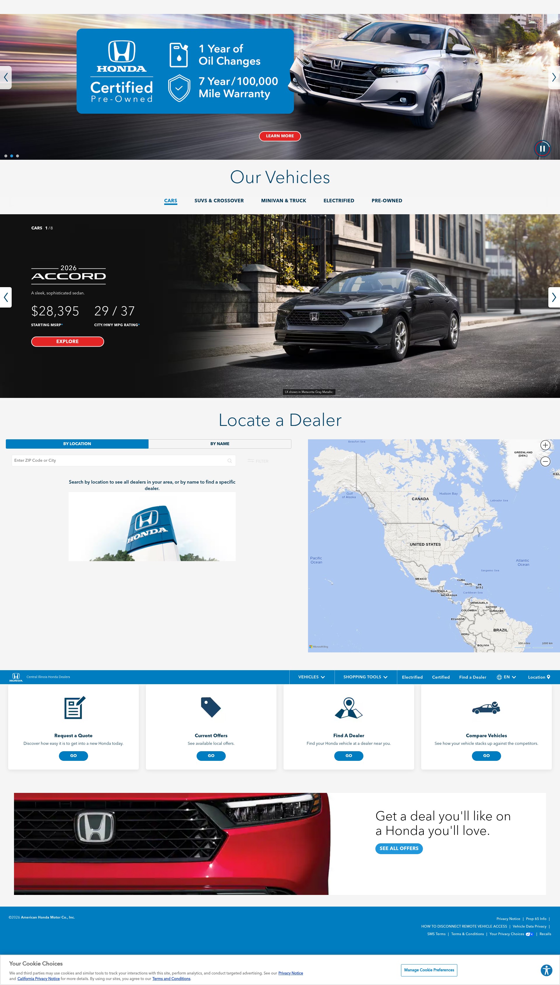 Screenshot of centralil.hondadealers.com