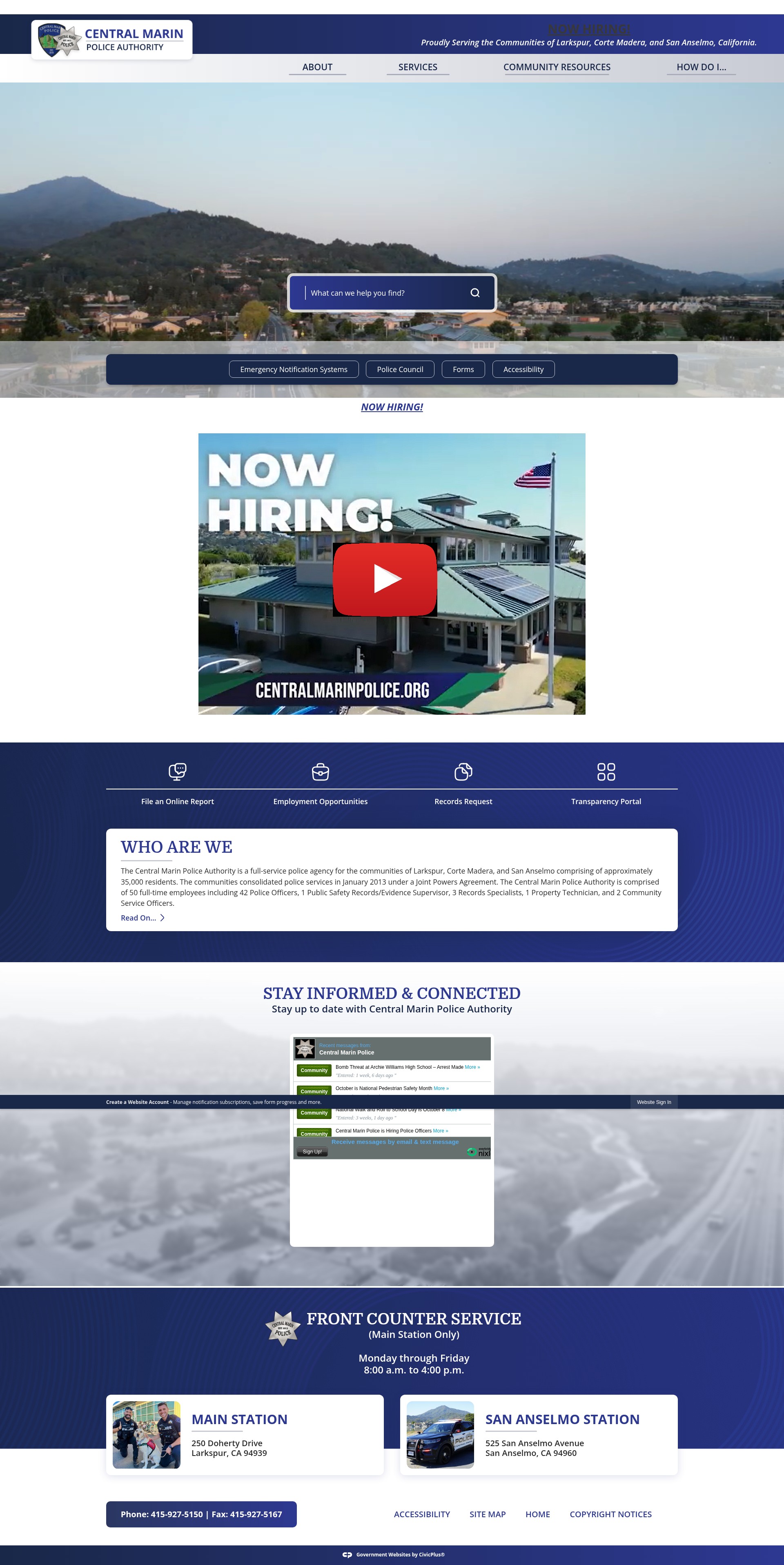 Screenshot of centralmarinpolice.org