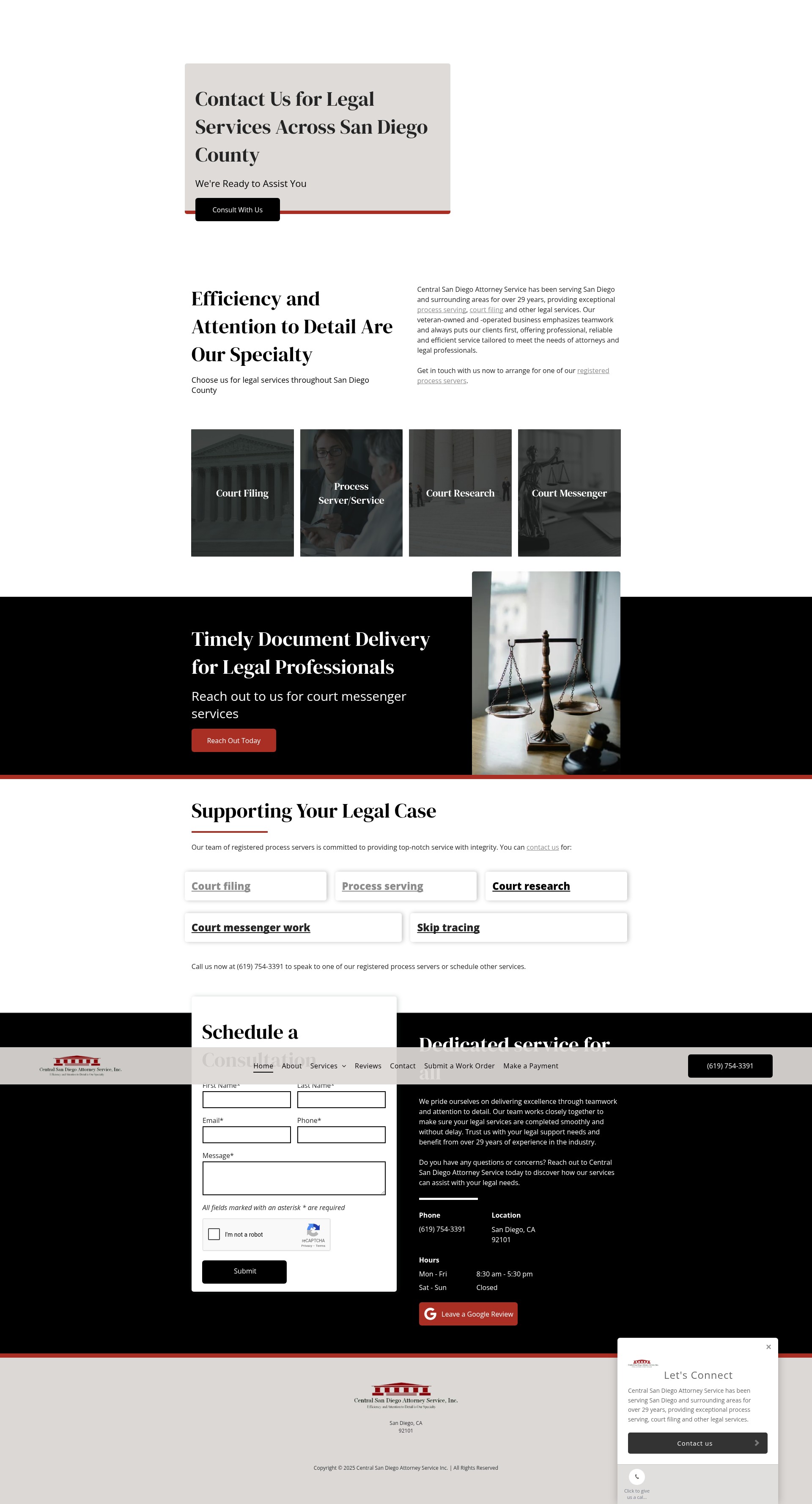 Screenshot of centralsandiegoattorneyservice.com