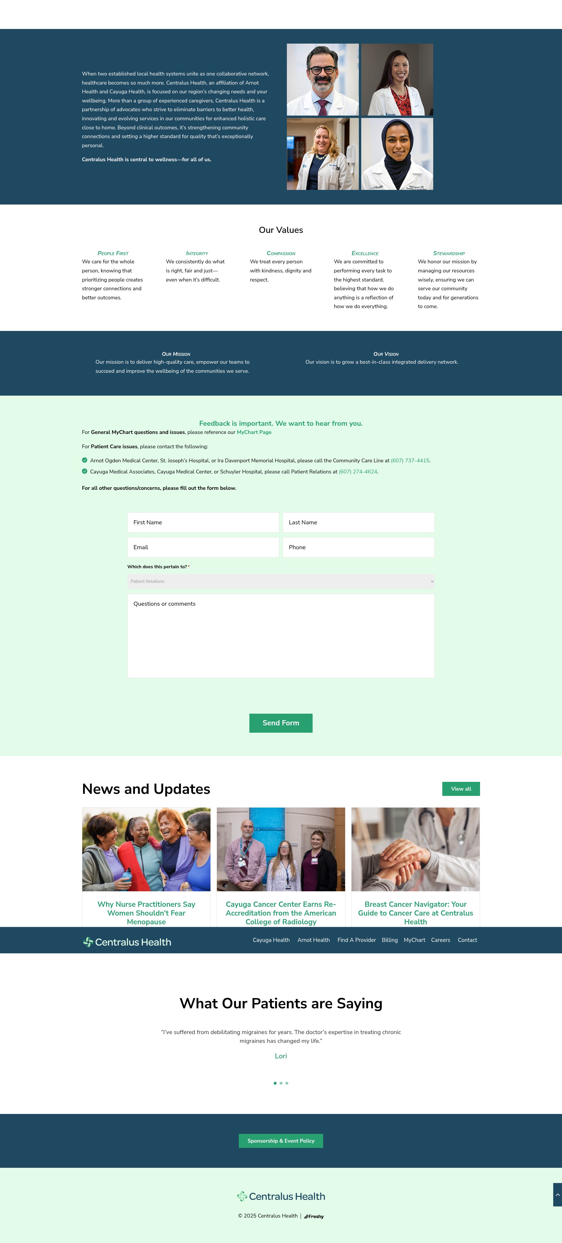 Screenshot of centralushealth.org