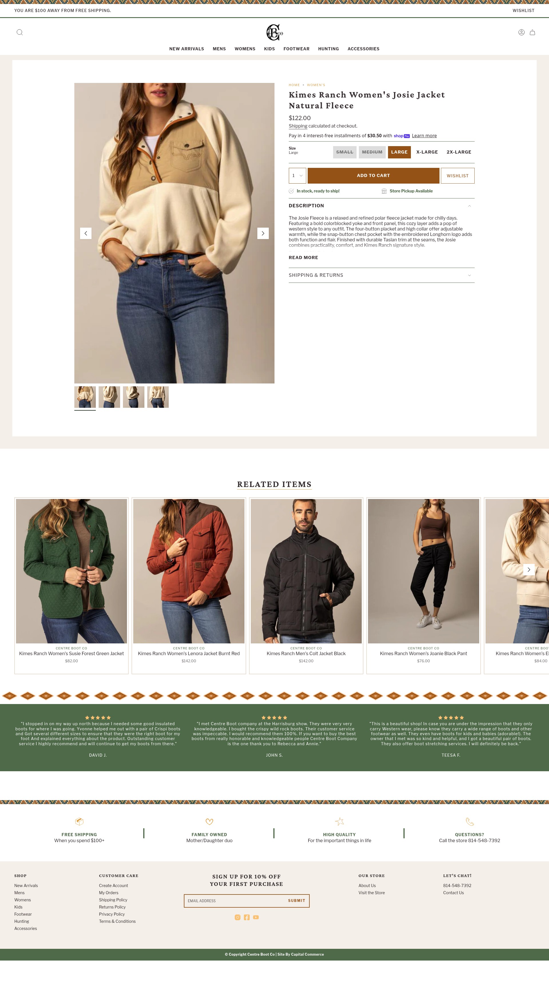 Screenshot of centrebootco.com