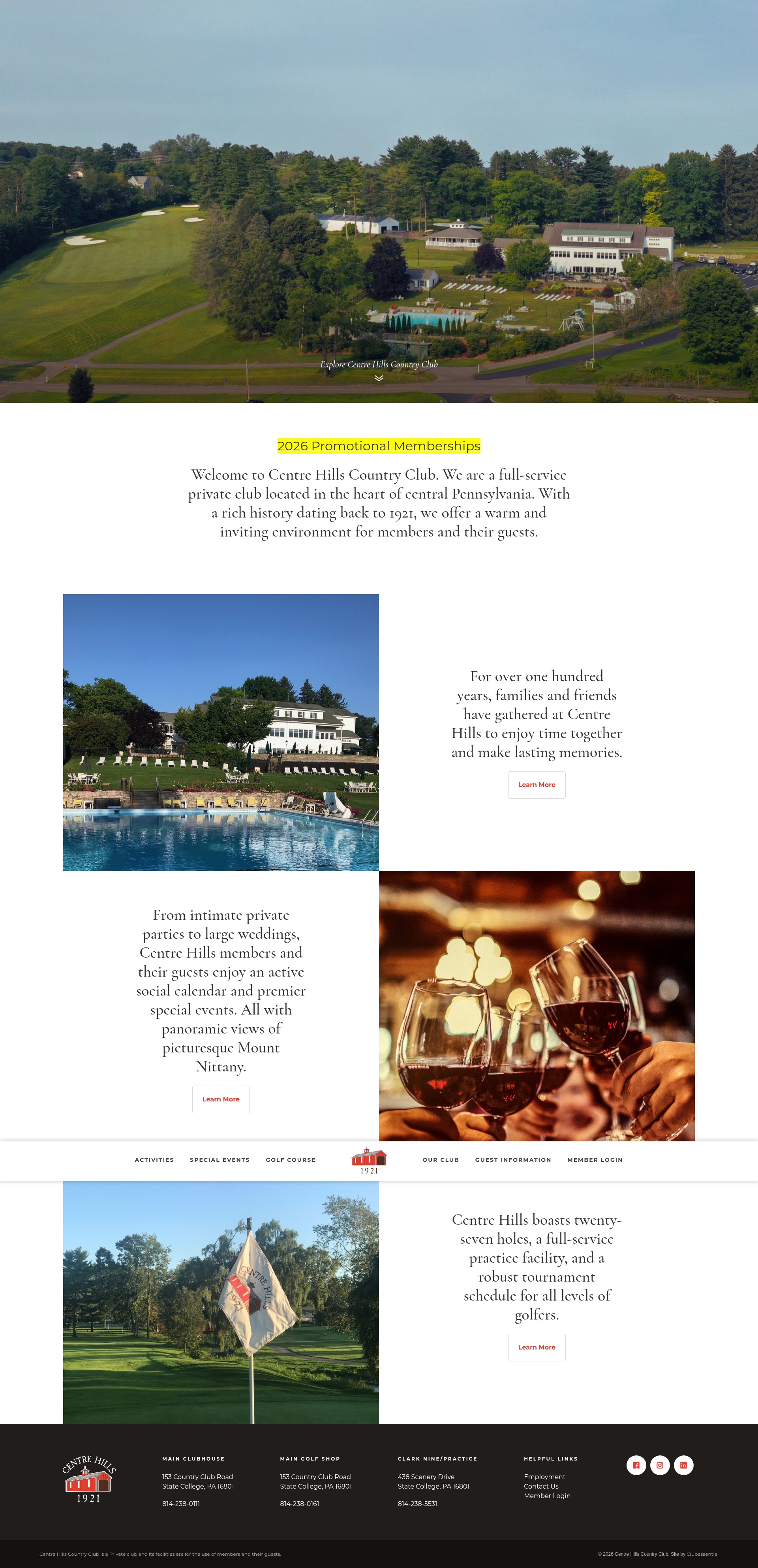Screenshot of centrehillscc.com