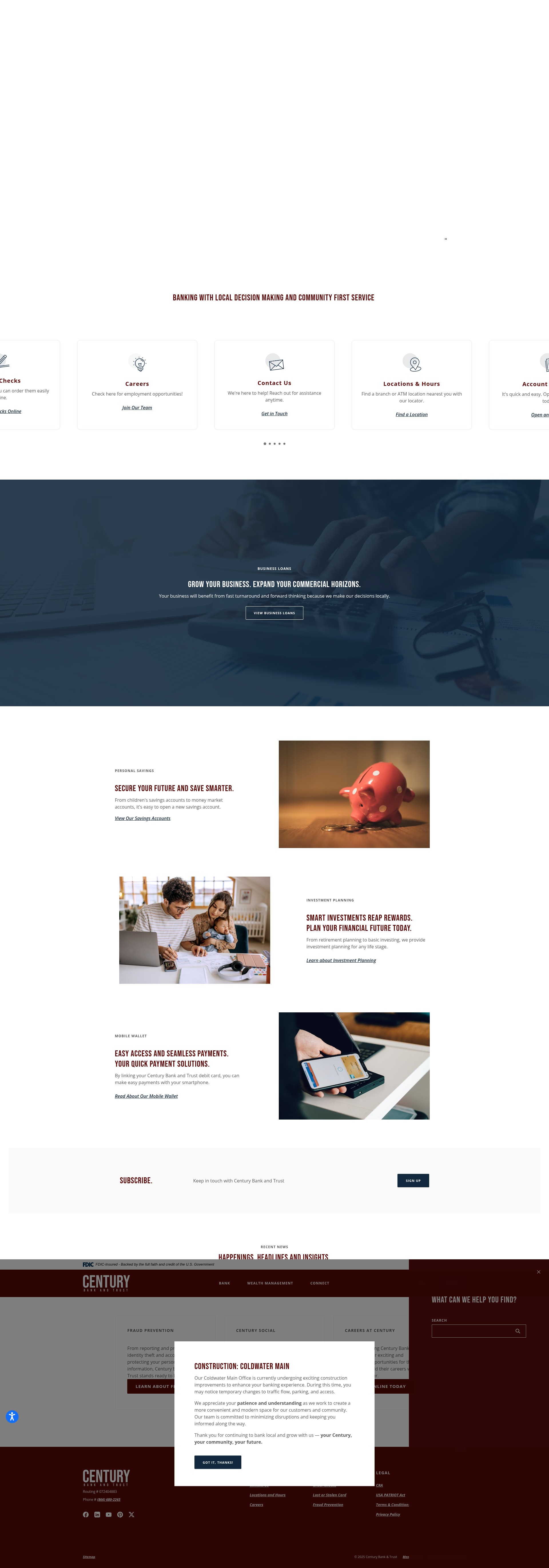 Screenshot of centurybankandtrust.com