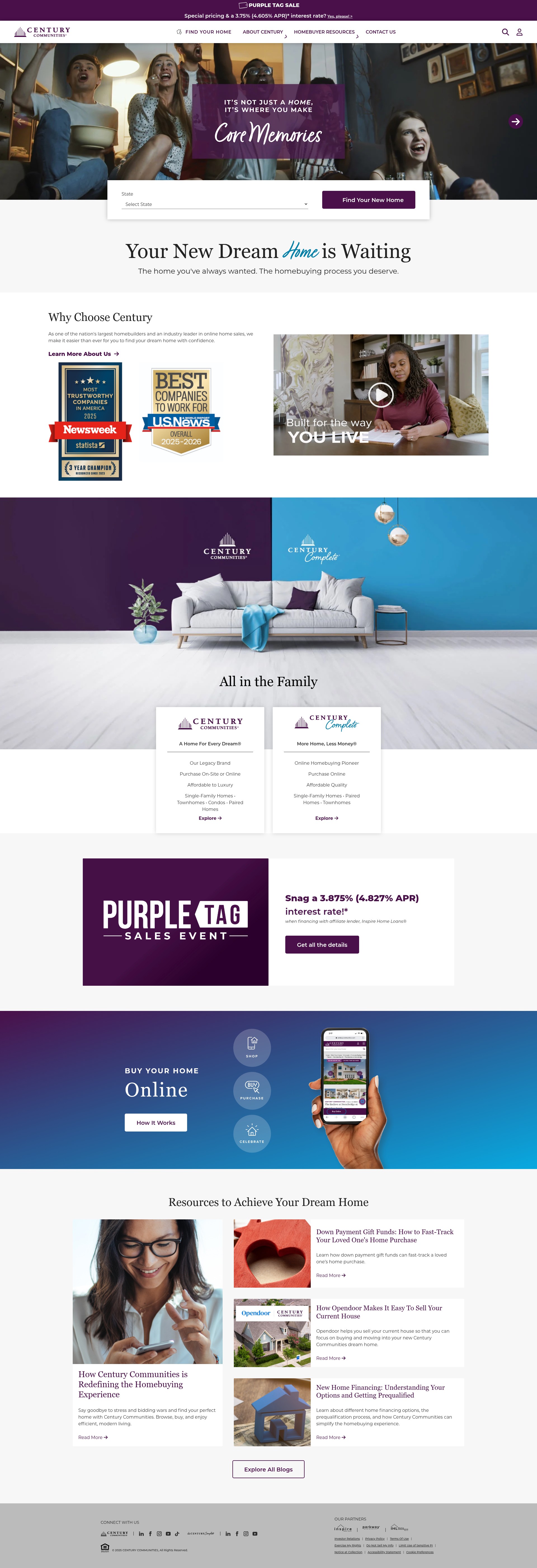 Screenshot of centurycommunities.com
