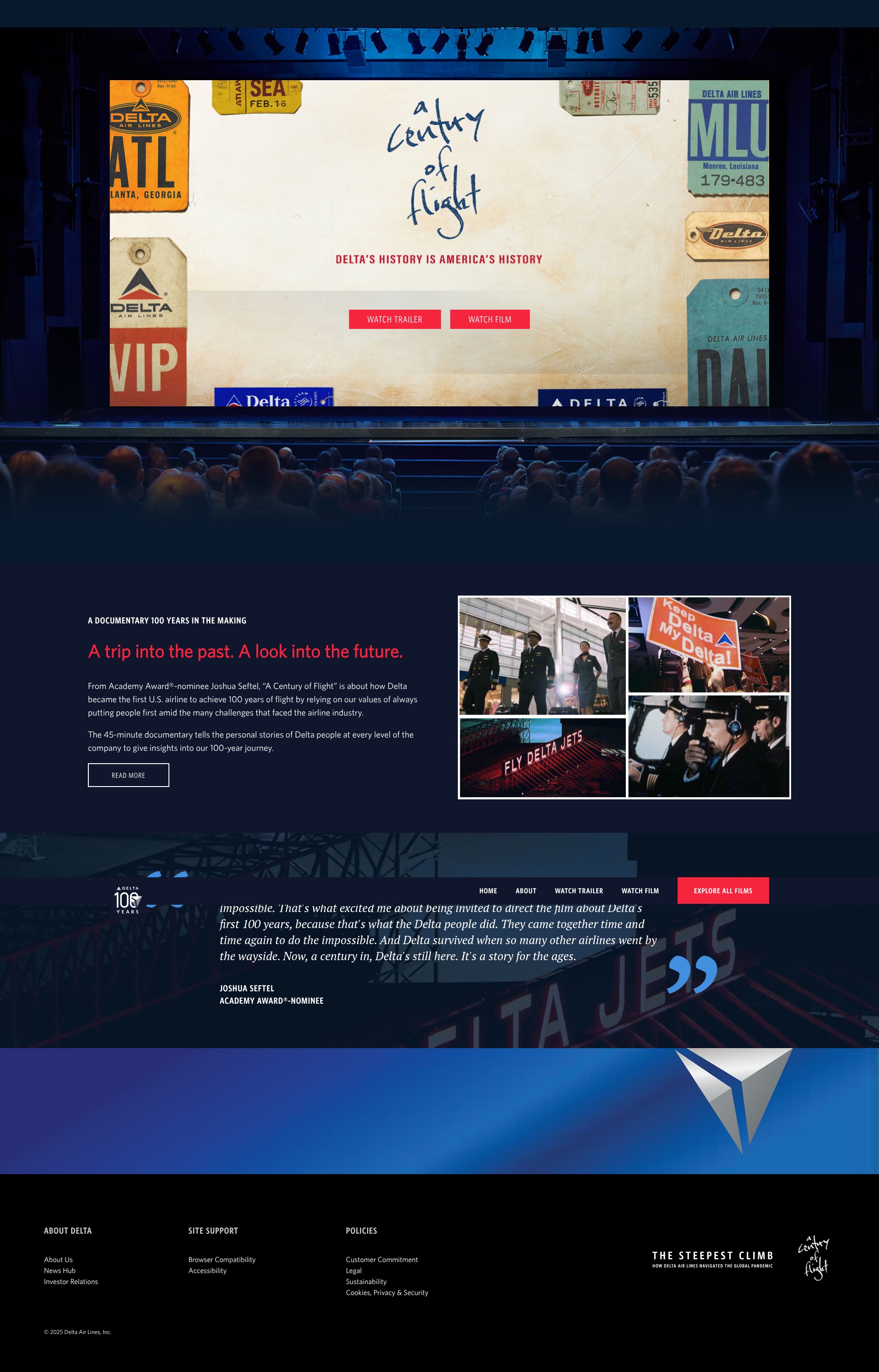 Screenshot of centuryofflight.delta.com