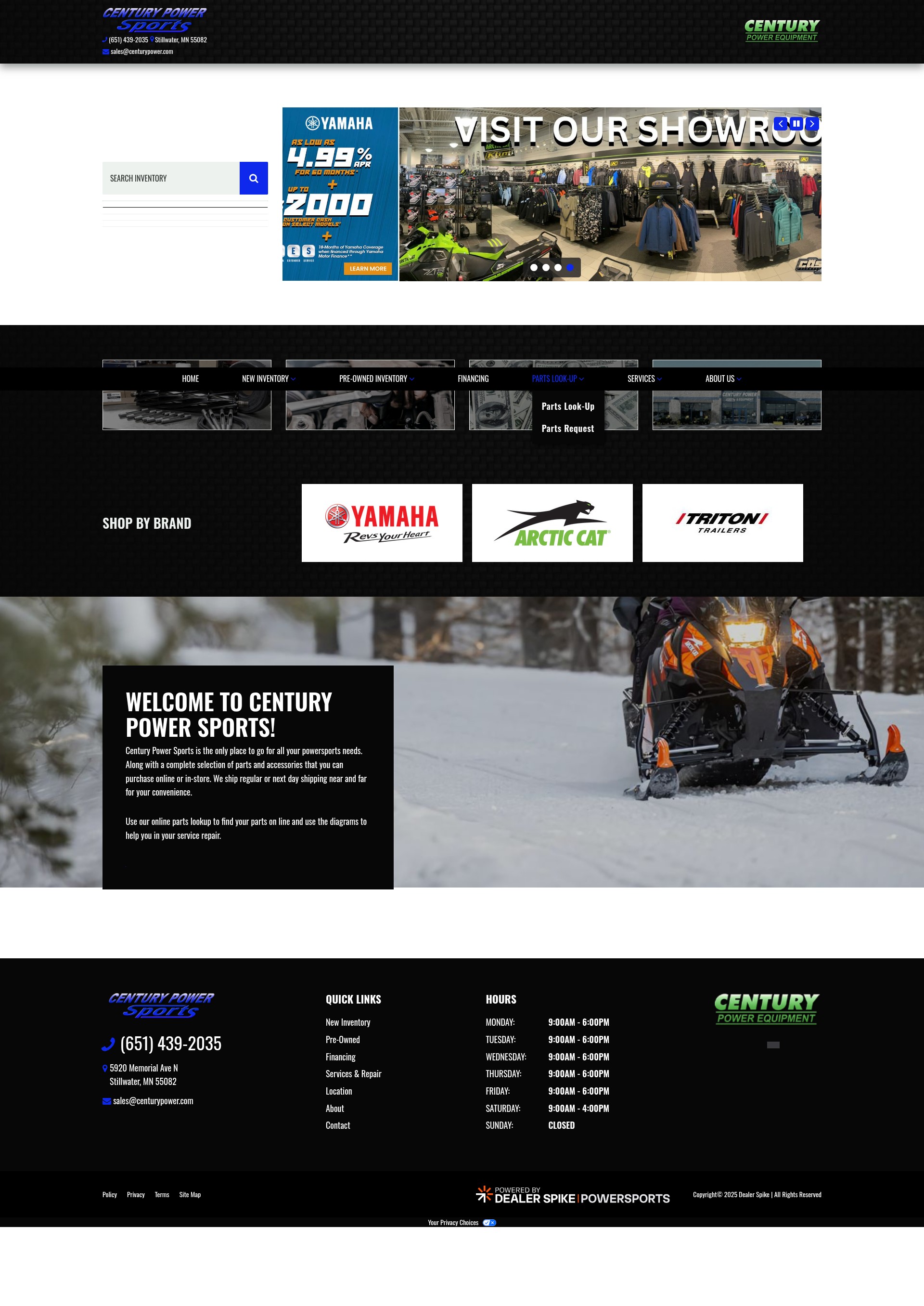 Screenshot of centurypwrsports.com
