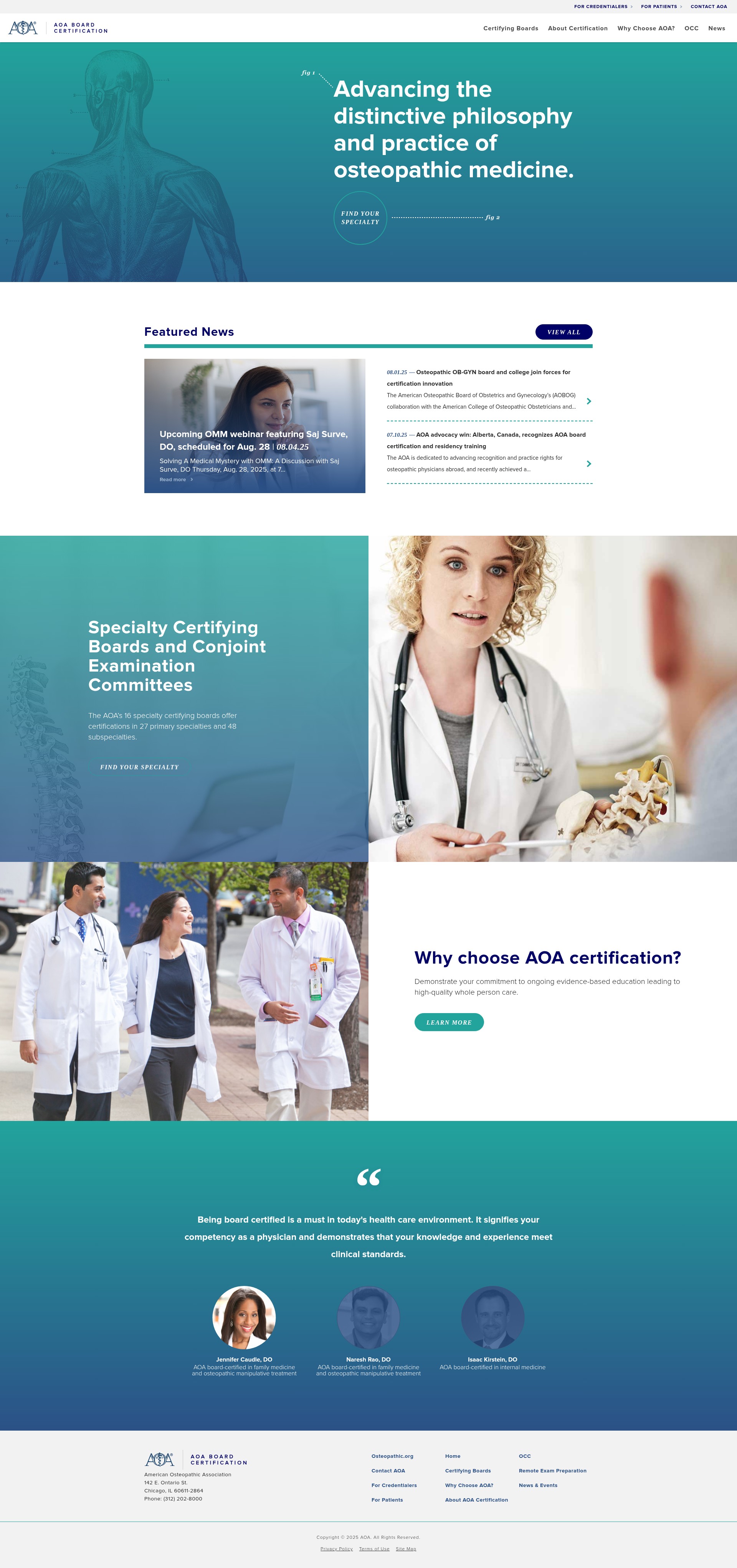 Screenshot of certification.osteopathic.org