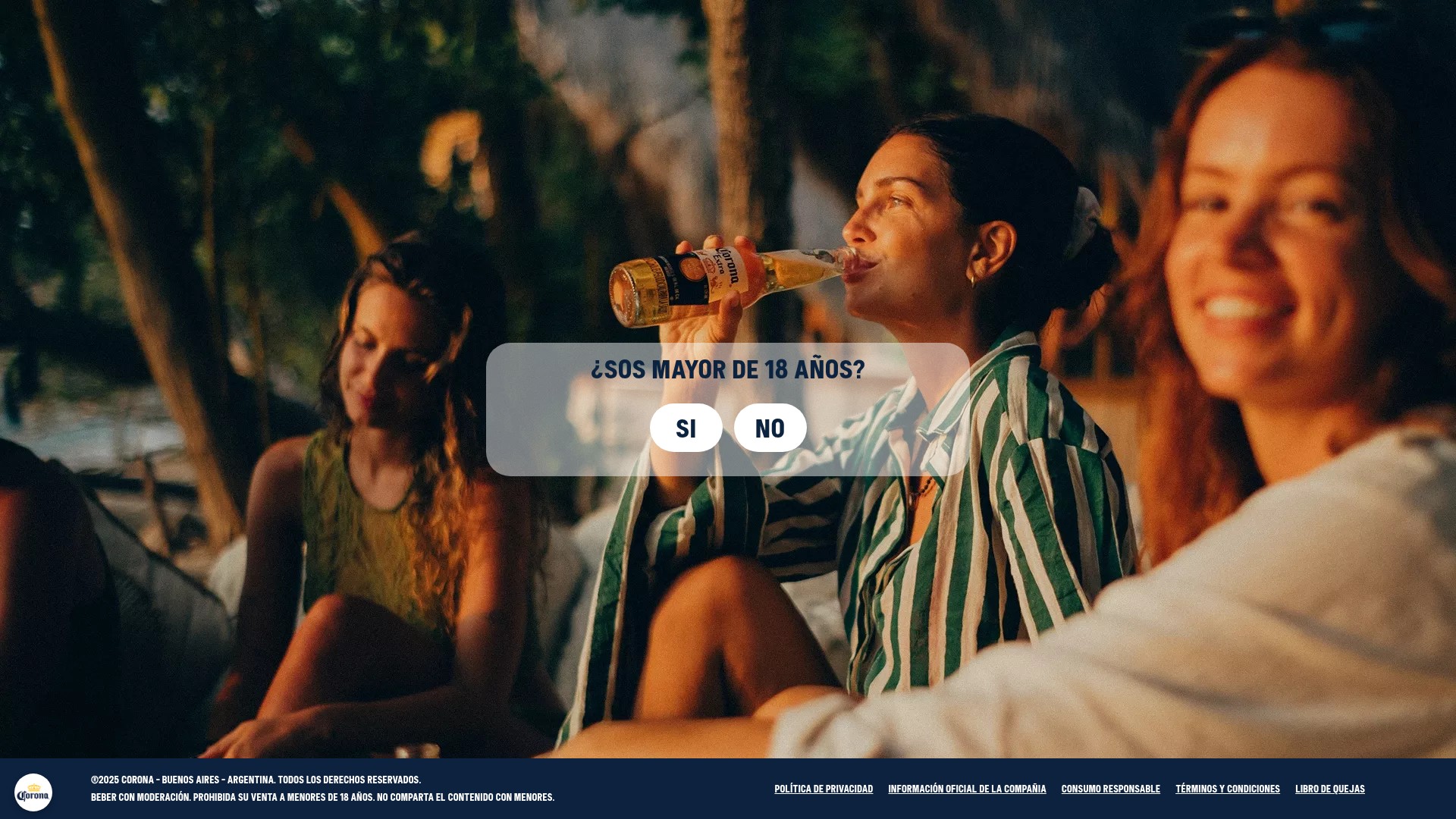 Screenshot of cervezacorona.com.ar