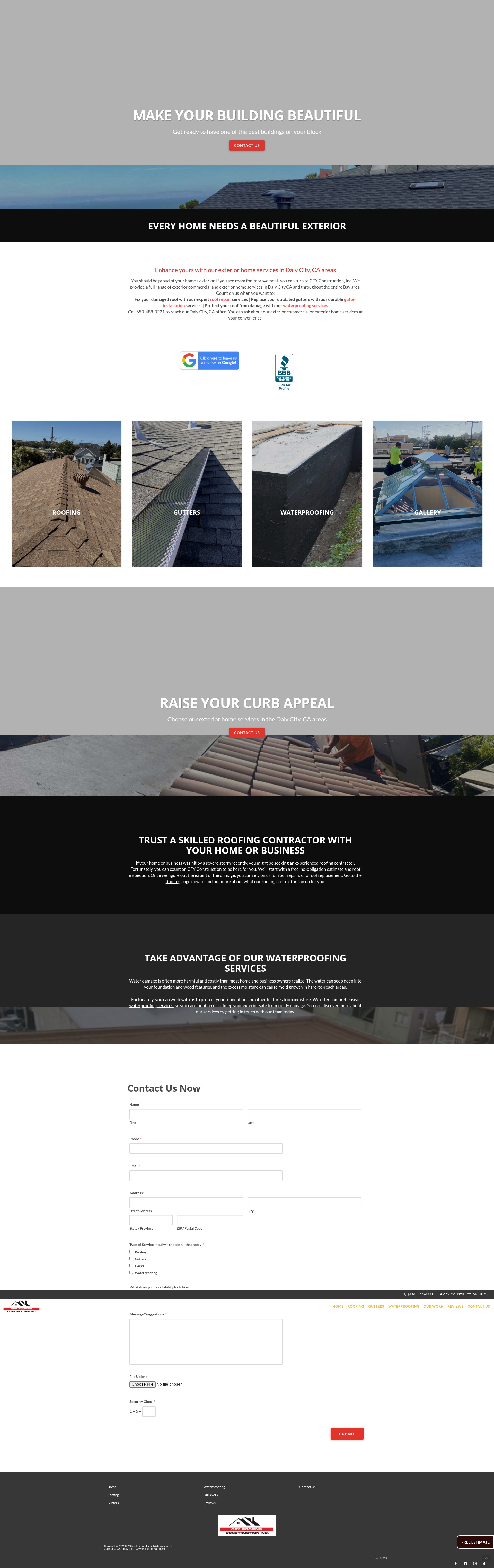 Screenshot of cfyroofingconstruction.com
