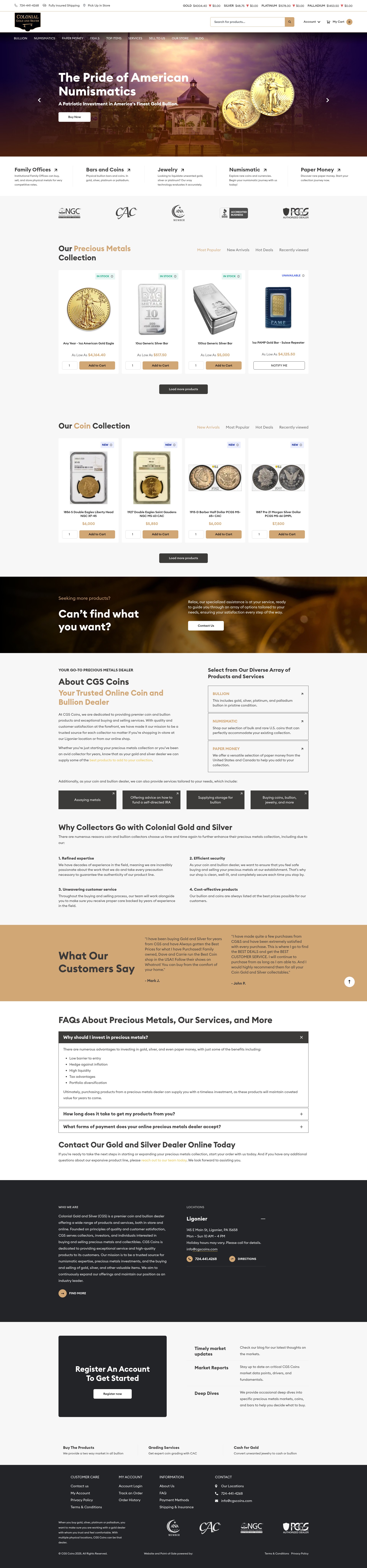 Screenshot of cgscoins.com