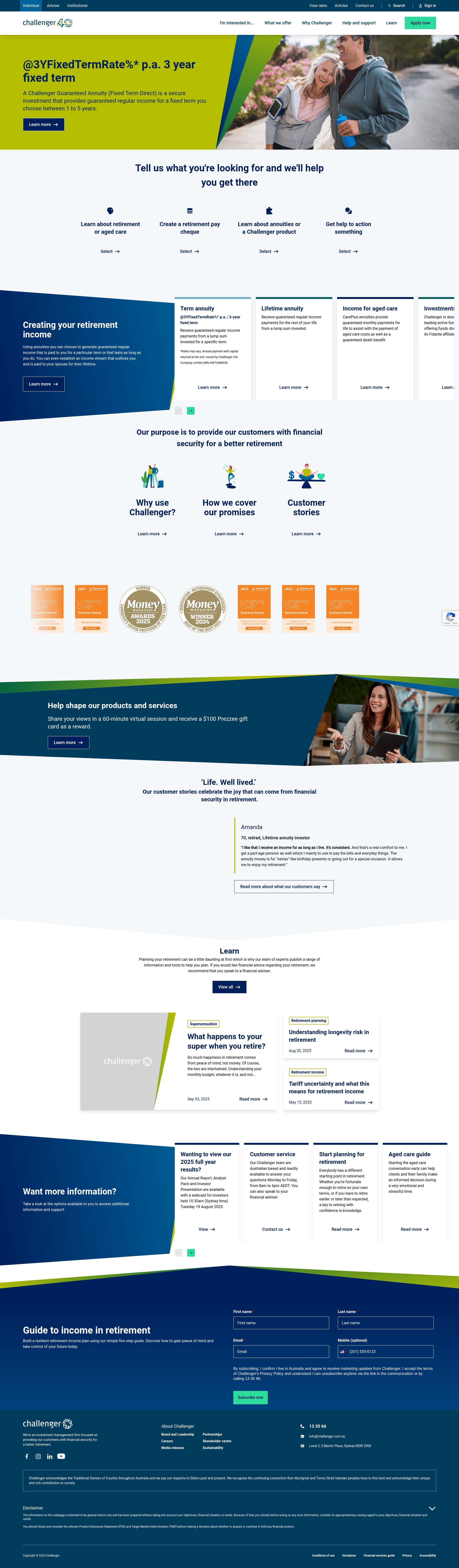 Screenshot of challenger.com.au