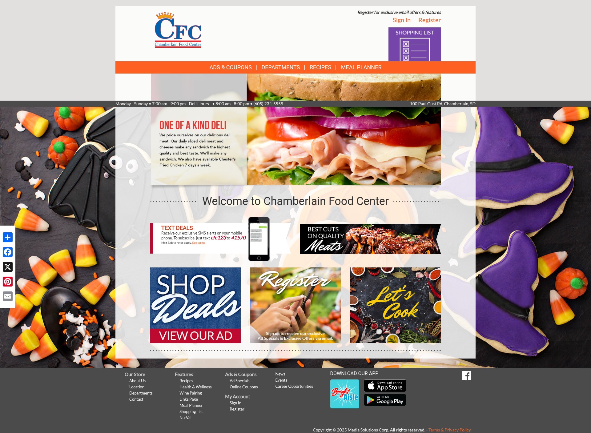 Screenshot of chamberlainfoodcenter.com
