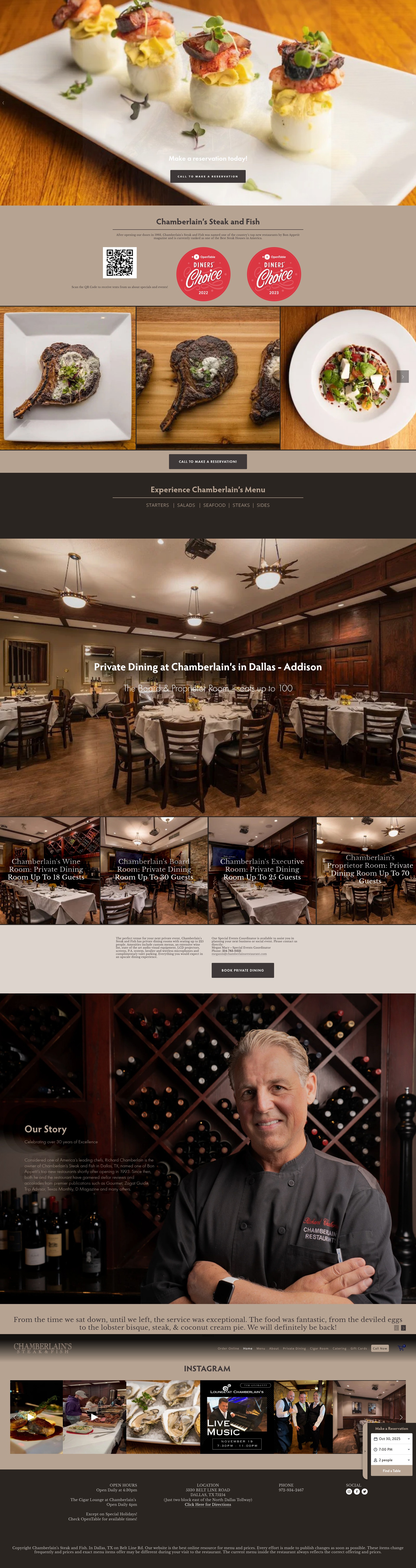 Screenshot of chamberlainssteakhouse.com