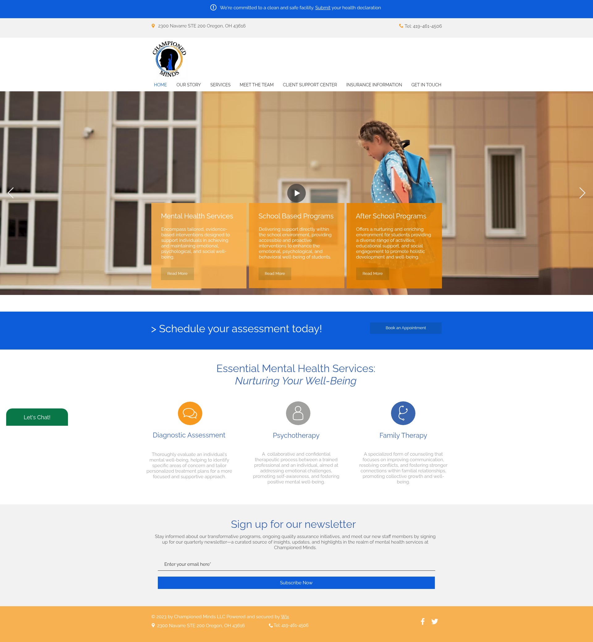 Screenshot of championedmindsllc.com