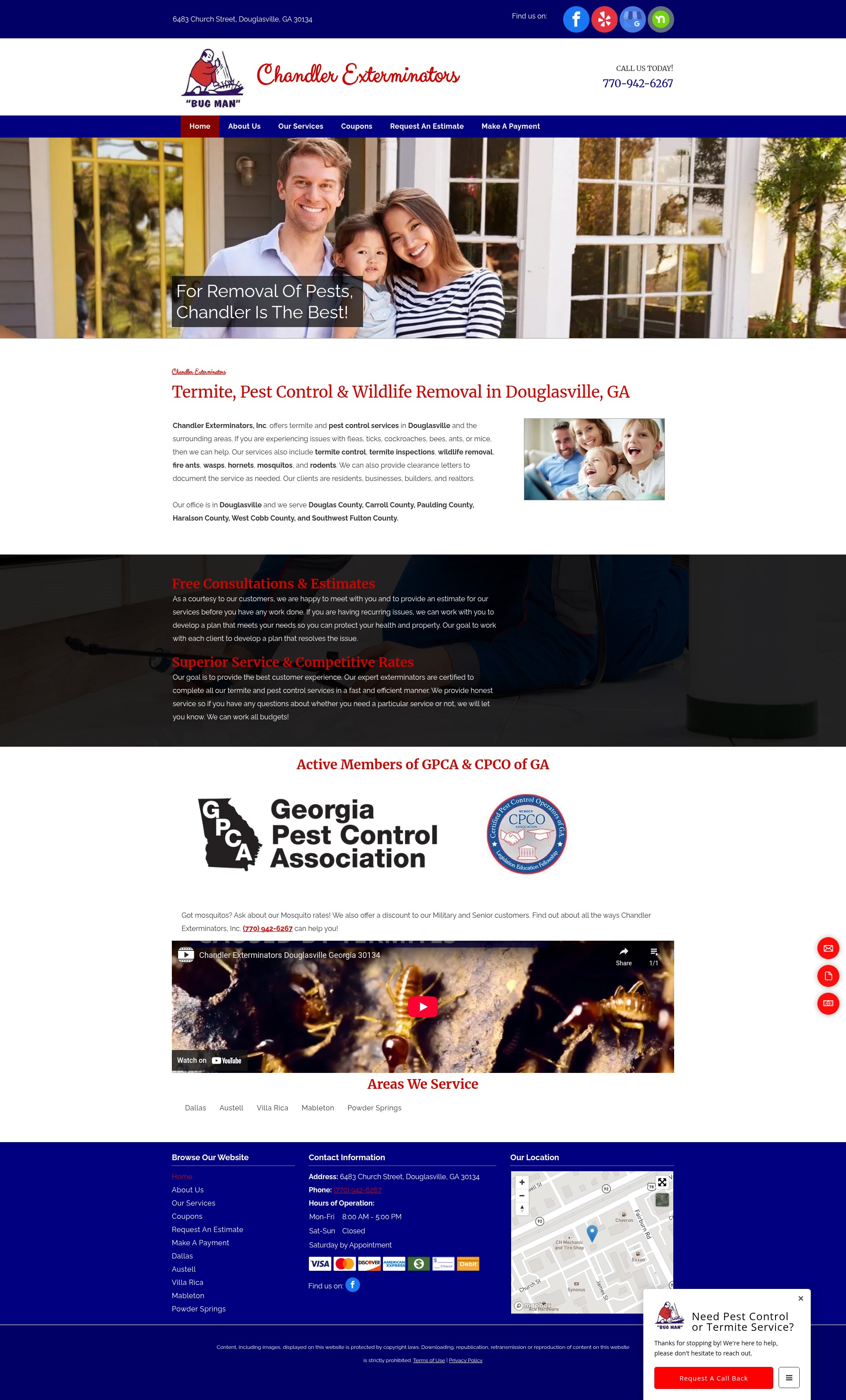 Screenshot of chandlerexterminatorsinc.com