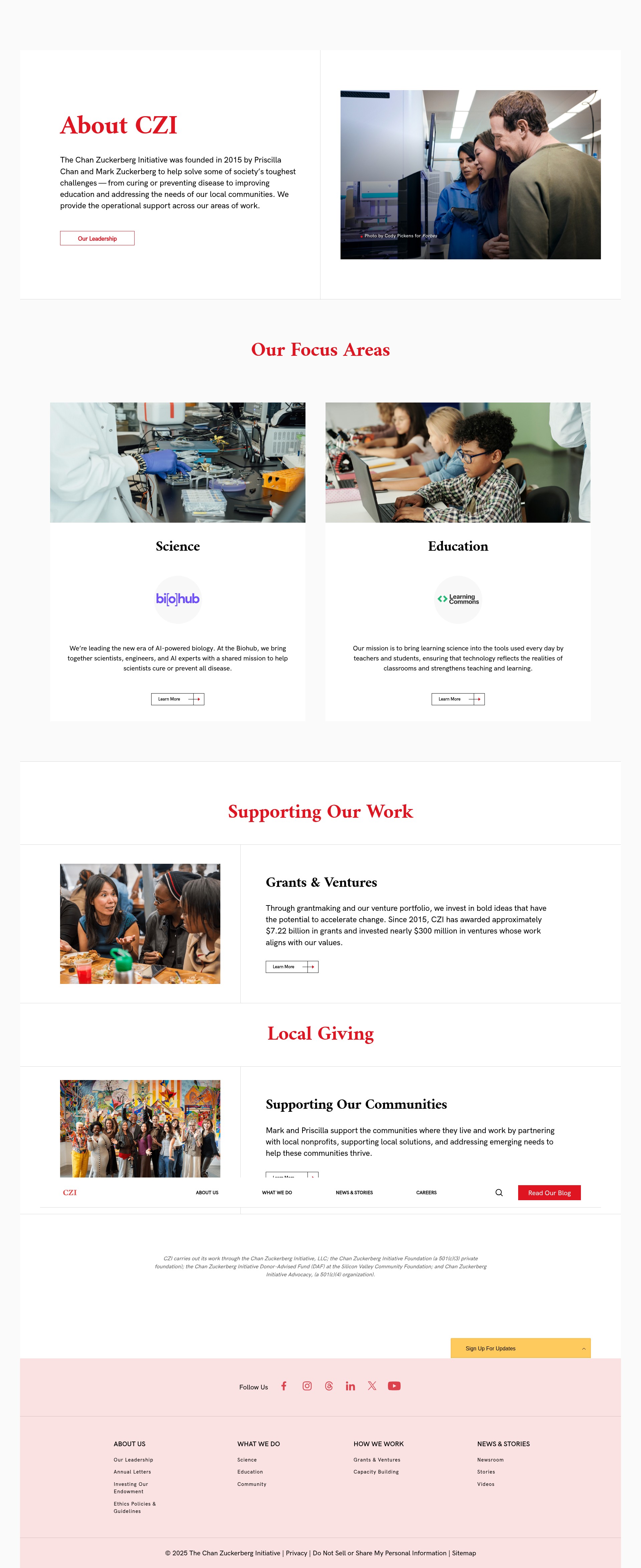 Screenshot of chanzuckerberg.com