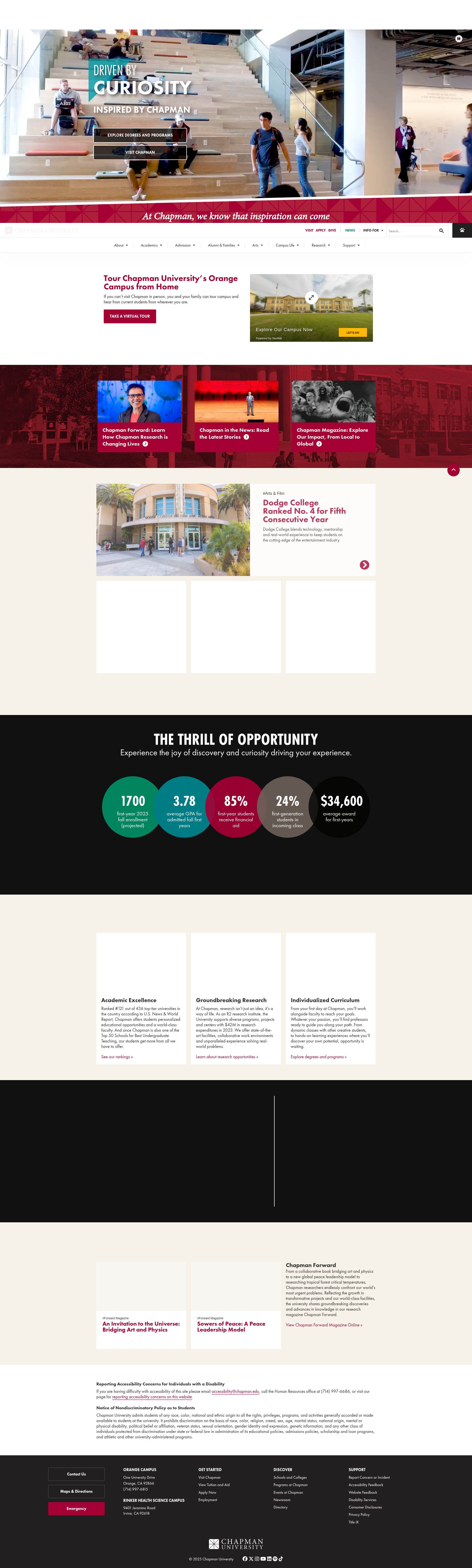 Screenshot of chapman.edu