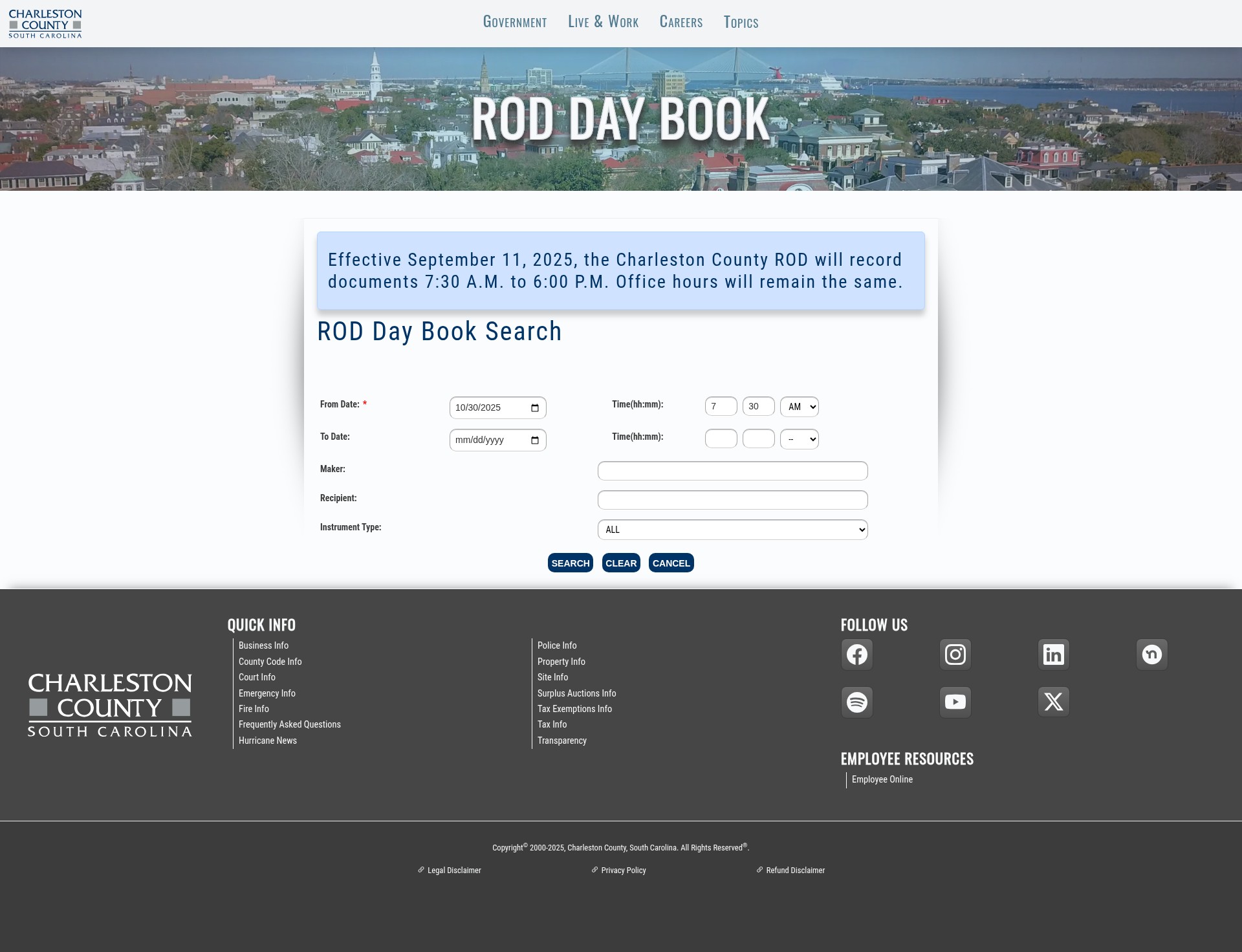 Screenshot of charlestoncounty.org